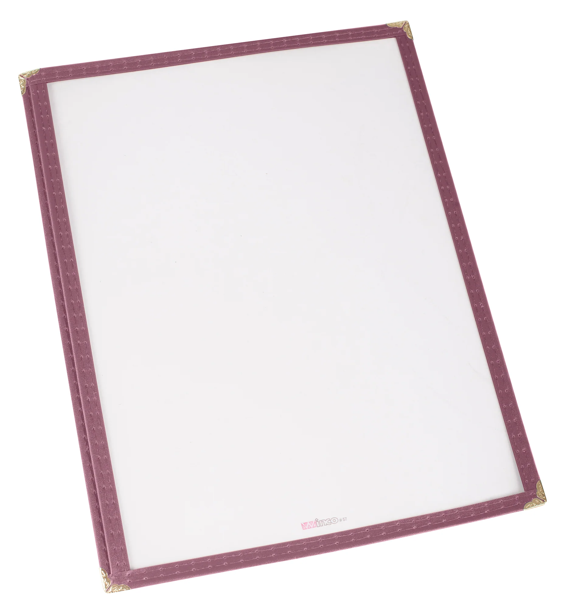 Winco PMC-14U 9-3/8 Inch Menu Cover Plastic Burgundy with Double Stitched Edging - Image 2