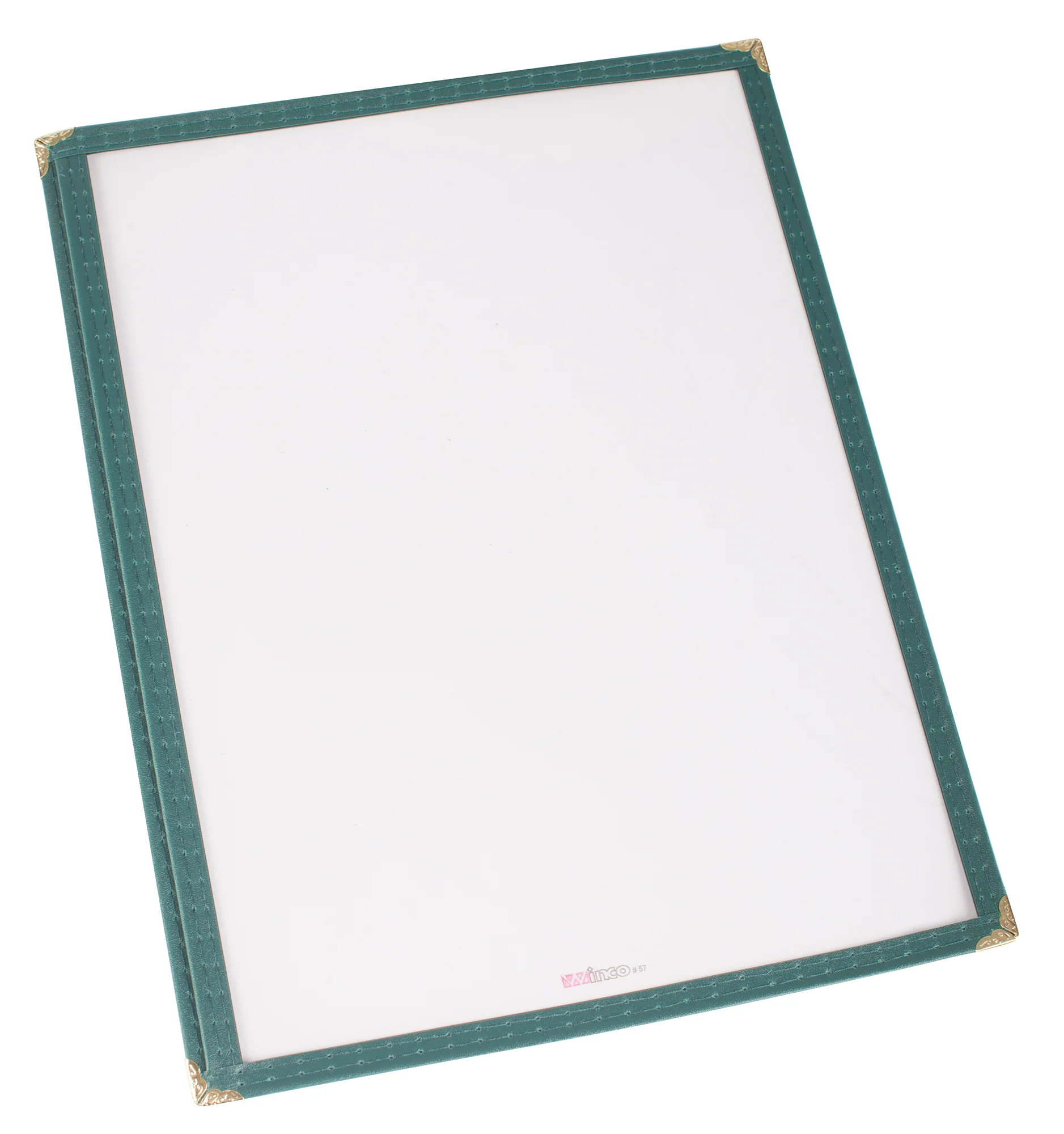 Winco PMC-9G 9-3/8 Inch Menu Cover Plastic Single Green with Double Stitched Edging