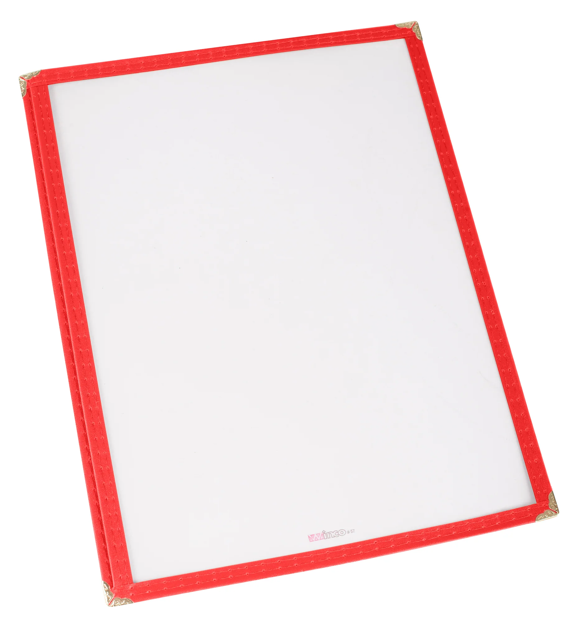 Winco PMC-9R 9-3/8 Inch Single Menu Cover Plastic Red with Double Stitched Edging - Image 2
