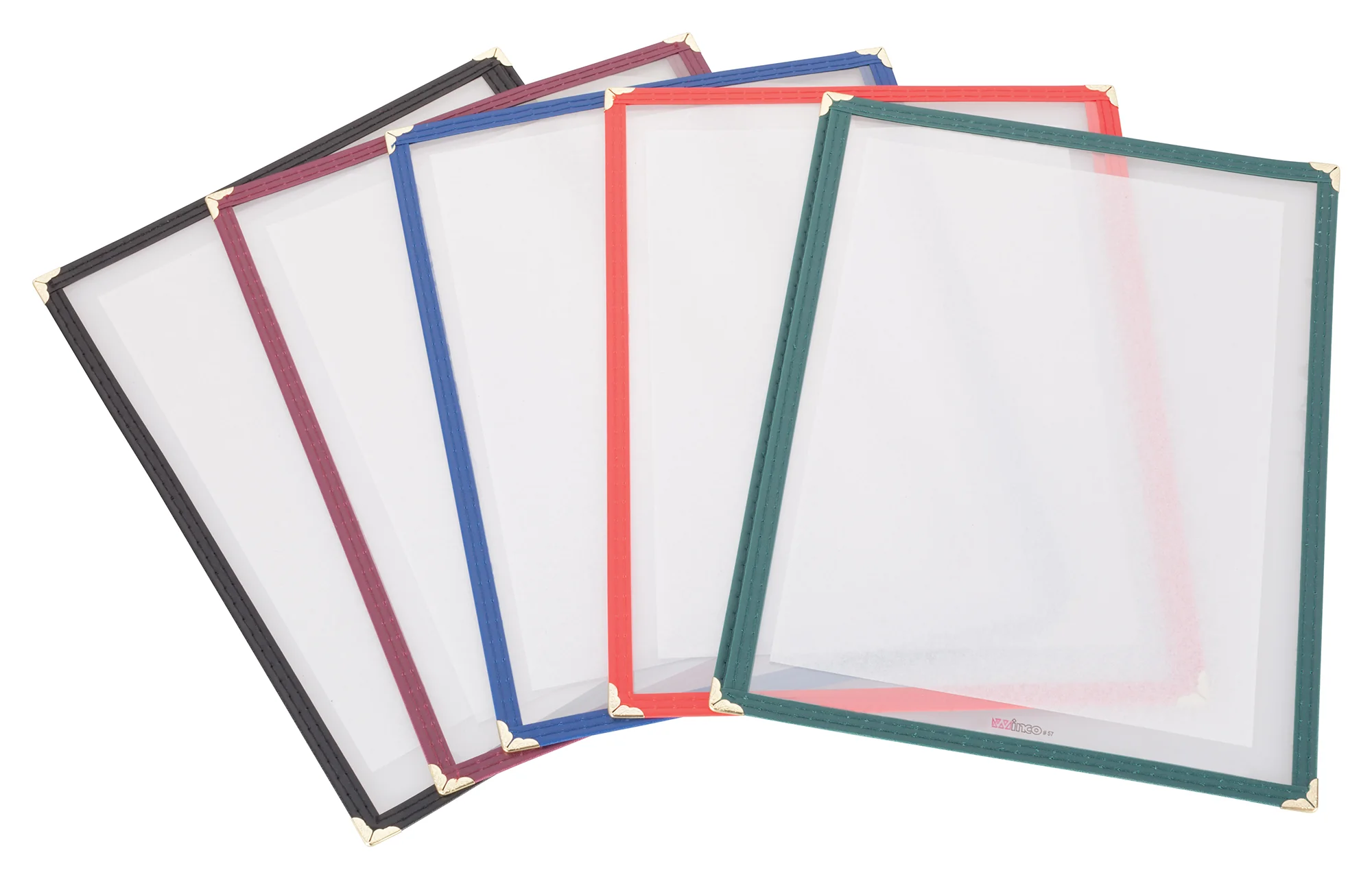 Winco PMC-9R 9-3/8 Inch Single Menu Cover Plastic Red with Double Stitched Edging - Image 3