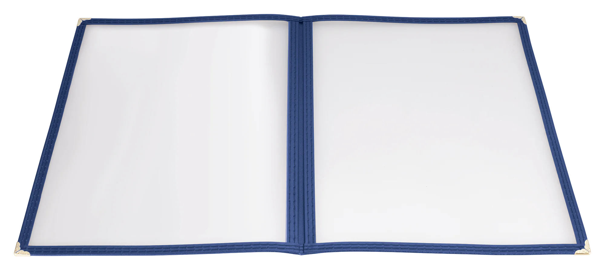 Winco PMCD-9B 9-3/8 Inch Blue Double Fold Menu Cover Plastic with Double Stitched Edging