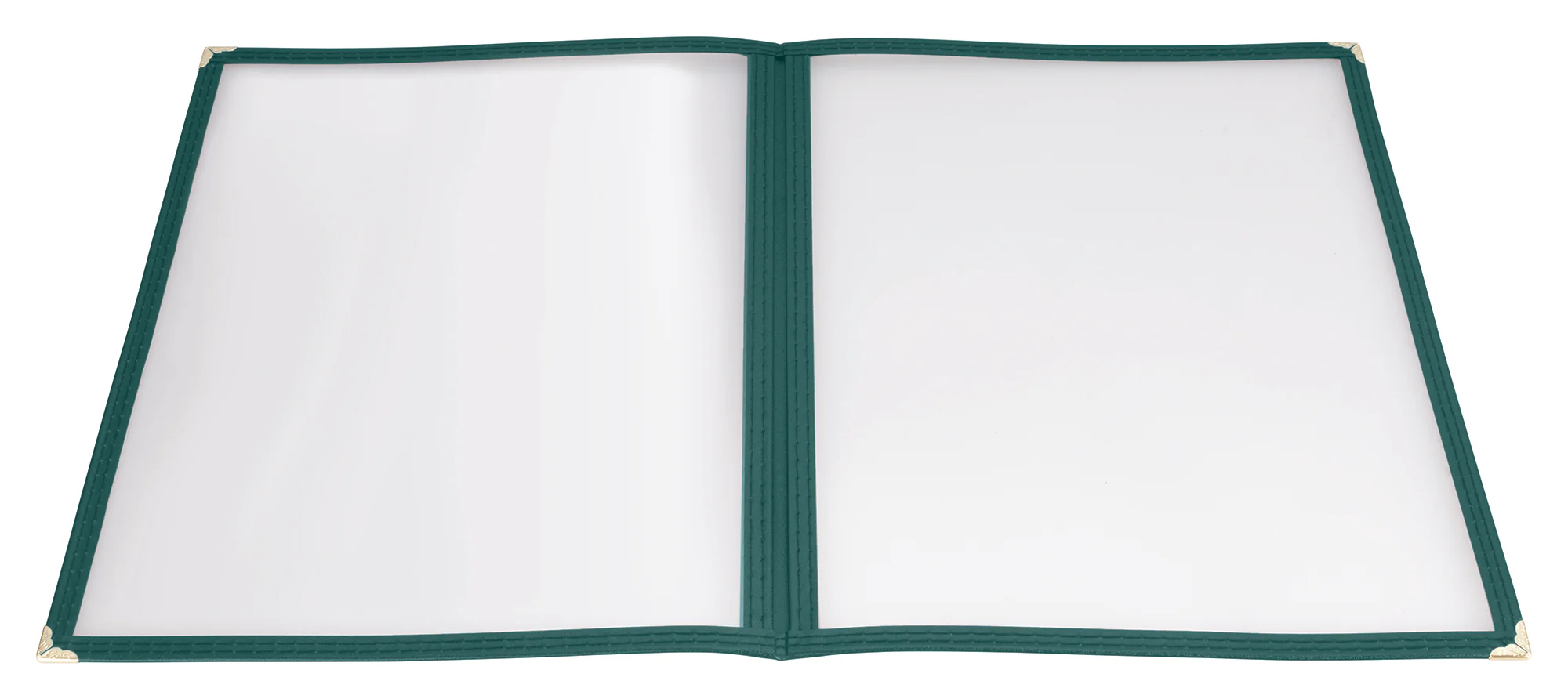 Winco PMCD-9G 9-3/8 Inch Menu Cover Green Plastic Double Fold with Stitched Edging - Image 2