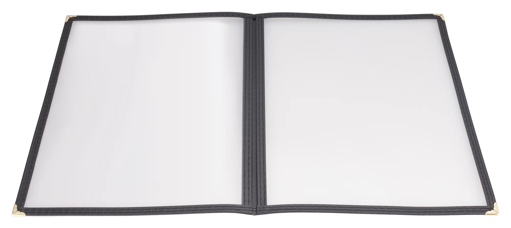Winco PMCD-9K 9-3/8 Inch Menu Cover Double Fold Black Plastic with Edging