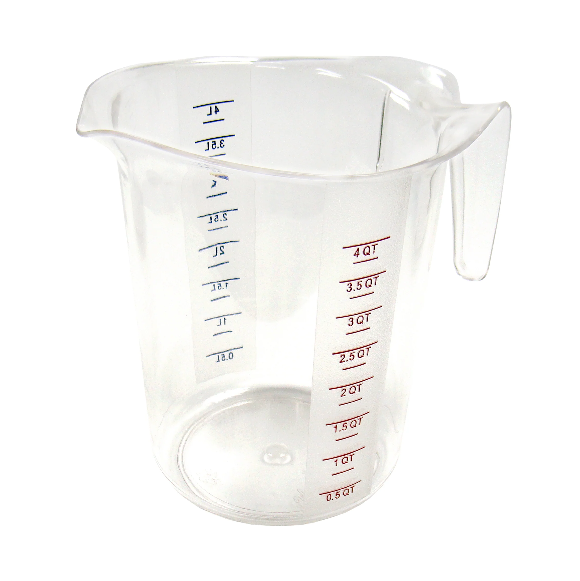 Winco PMCP-400 4 Quart Measuring Cup Polycarbonate with Red and Blue Markings - Image 2