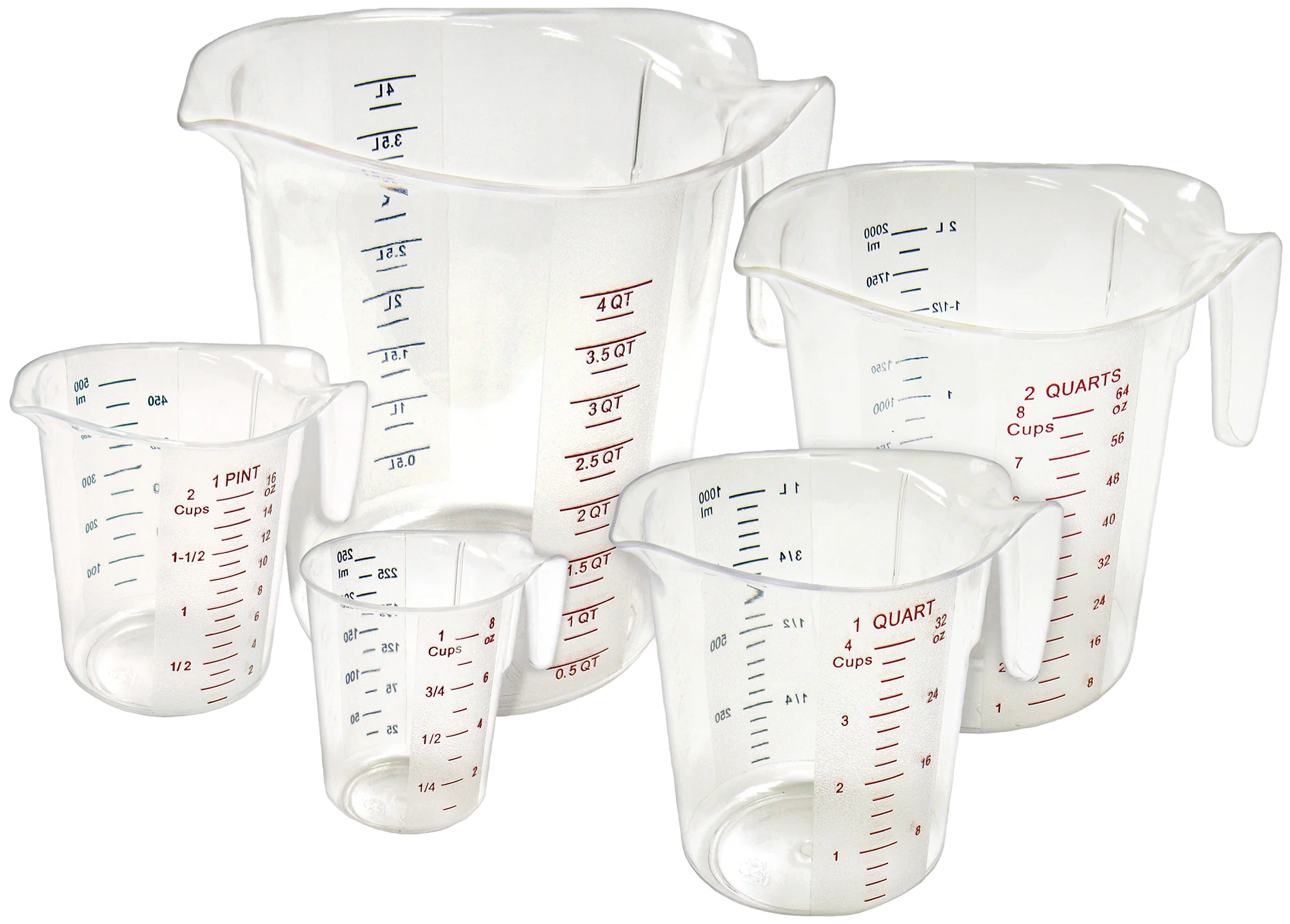 Winco PMCP-5SET Measuring Cup Set 1 to 4 Quarts Plastic Stackable - Image 3