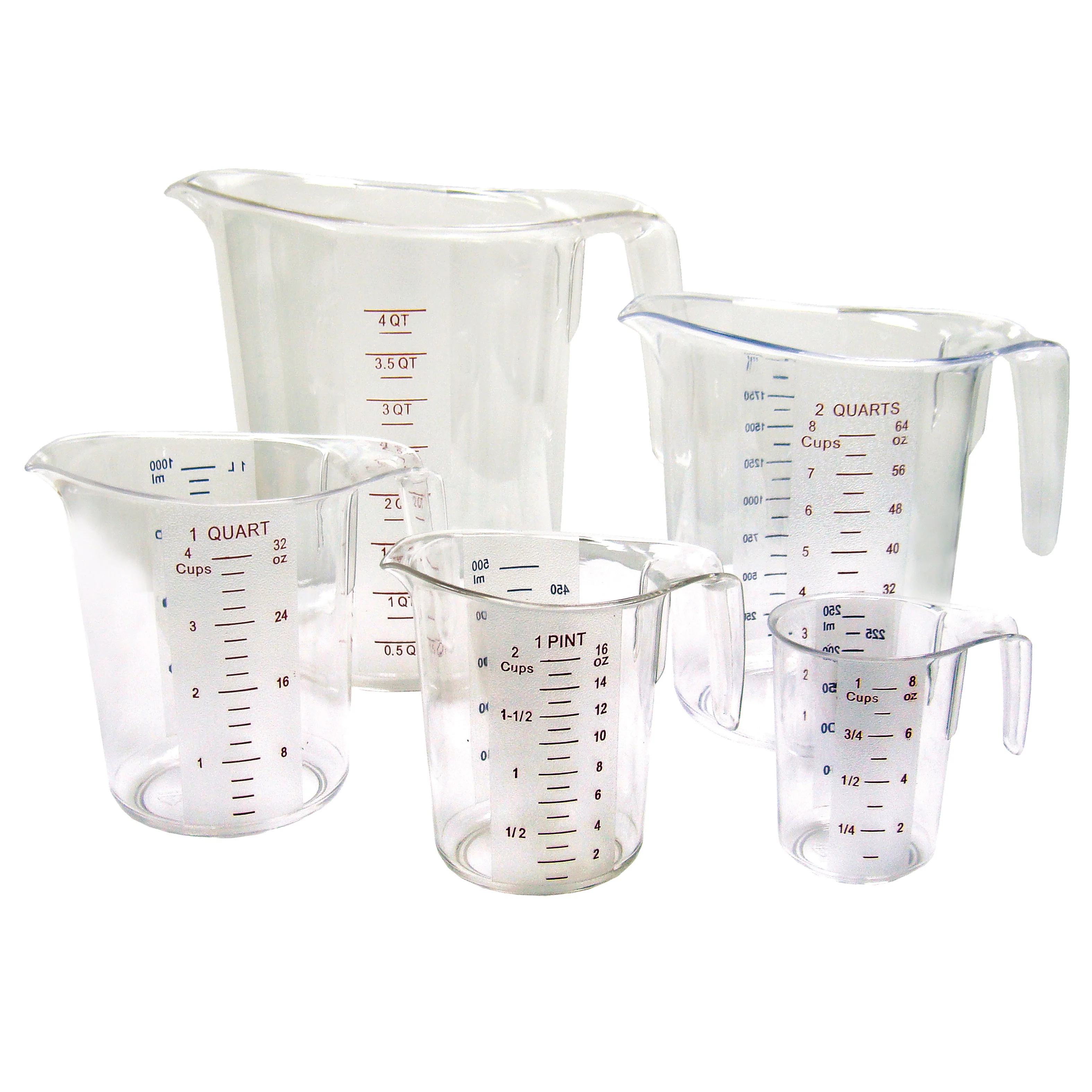 Winco PMCP-5SET Measuring Cup Set 1 to 4 Quarts Plastic Stackable - Image 4