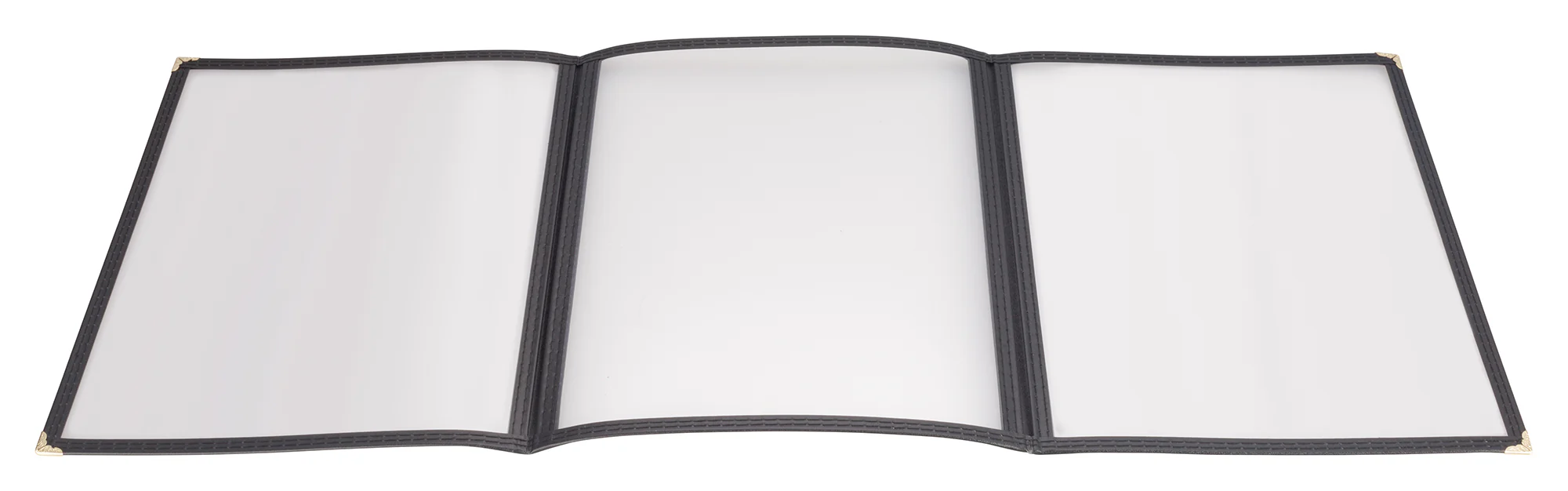 Winco PMCT-9K Overall 9-1/2 Inch x 12-1/8 Inch Menu Cover Plastic Triple Fold - Image 2