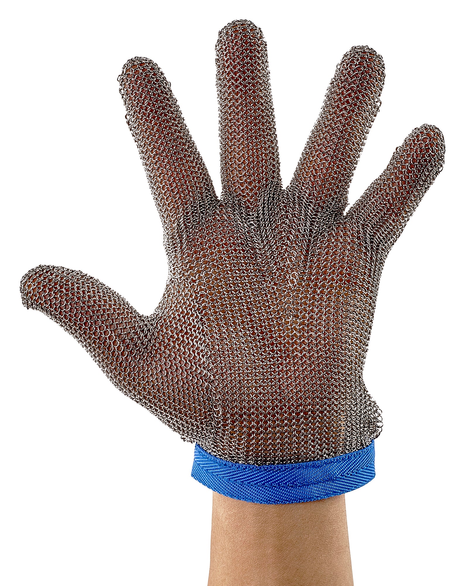 Winco PMG-1L Large Cut Resistant Glove Reversible Stainless Steel Blue - Image 2