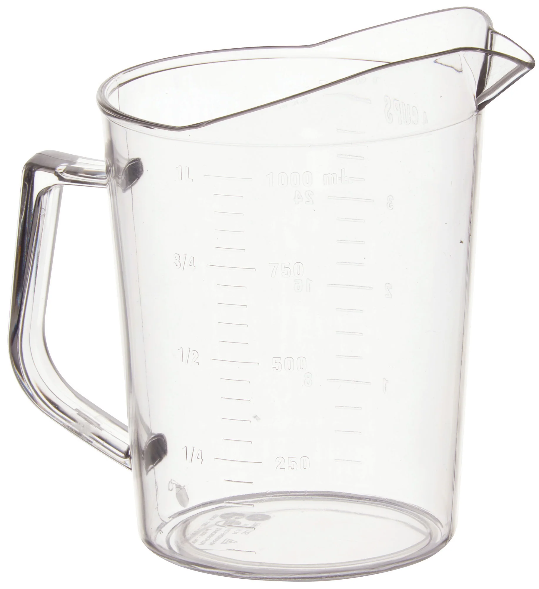 Winco PMU-100 1 Quart Clear Polycarbonate Measuring Cup with Raised Graduation - Image 2