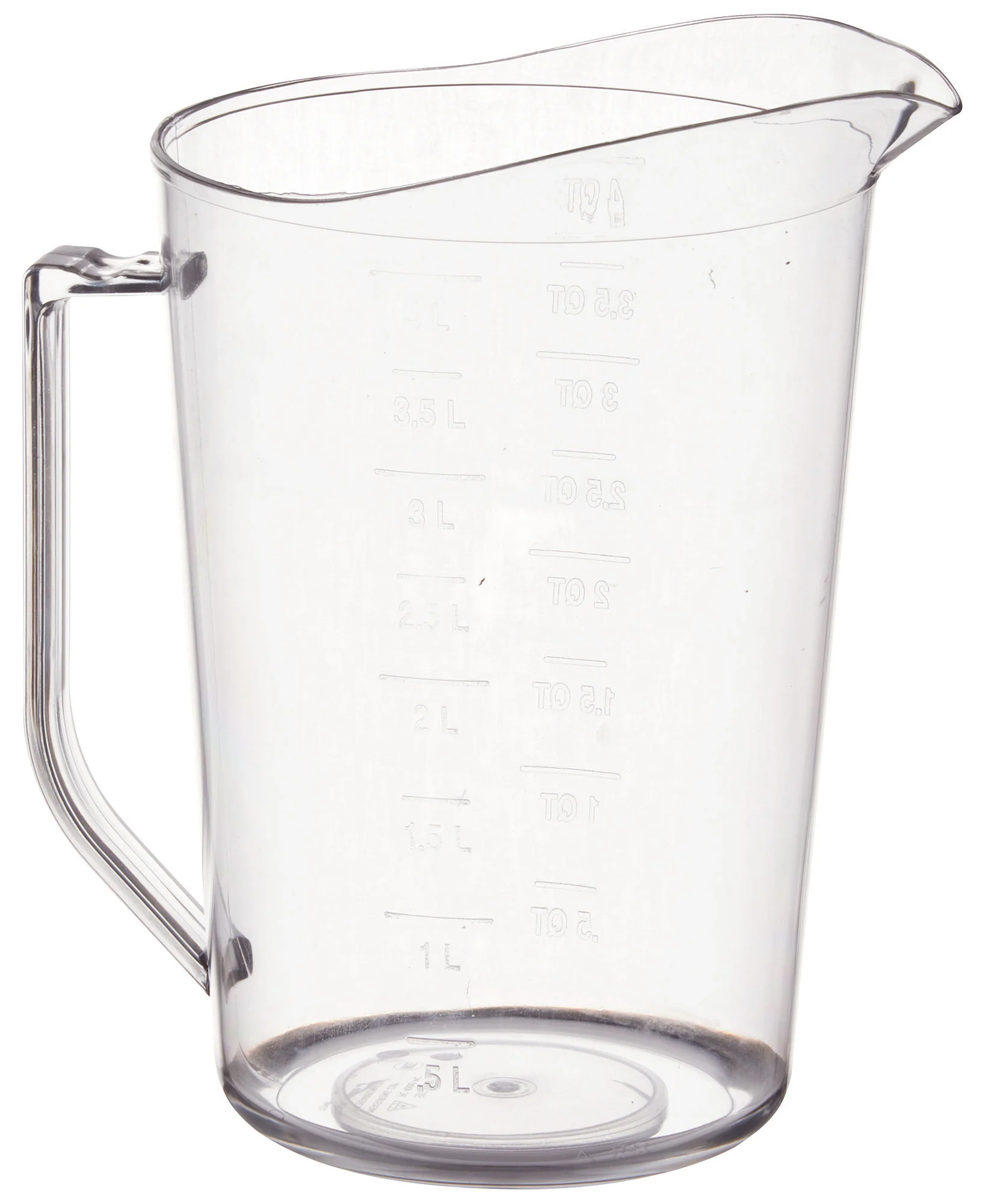 Winco PMU-400 4 Quart Measuring Cup with Raised Graduation Markings Polycarbonate Clear - Image 2