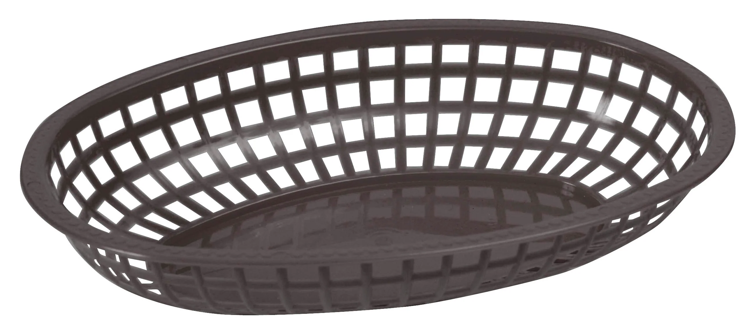 Winco POB-K 10-1/4 Inch Large Oval Basket Plastic Dishwasher Safe Black - Image 2