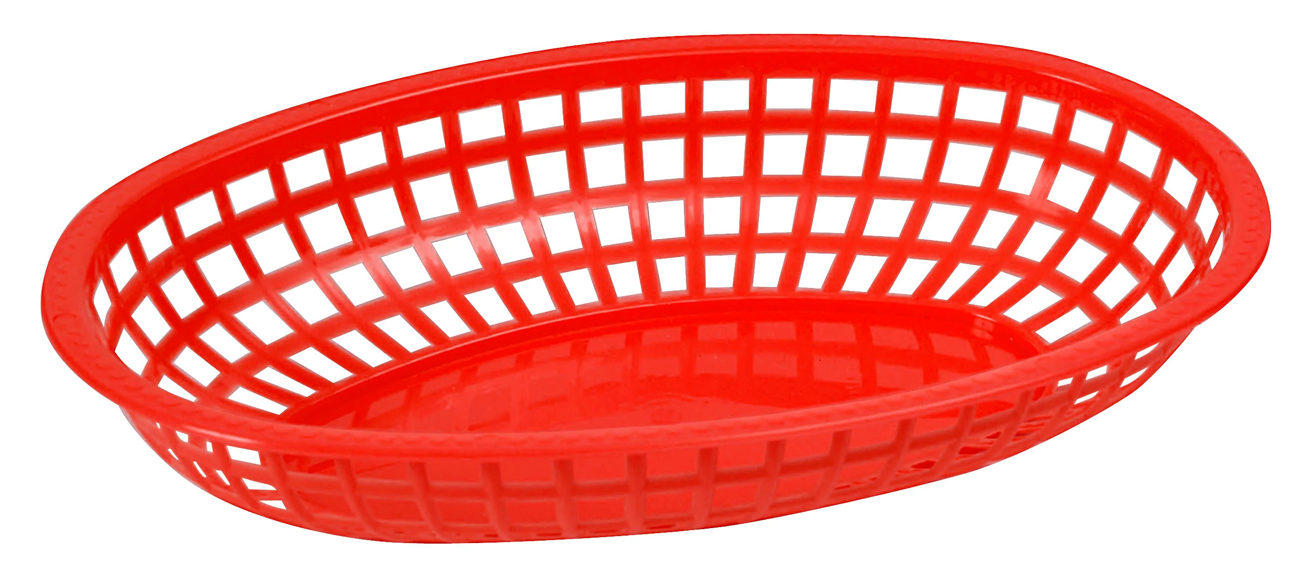 Winco POB-R 10-1/4 Inch Oval Basket Large Durable Plastic Red
