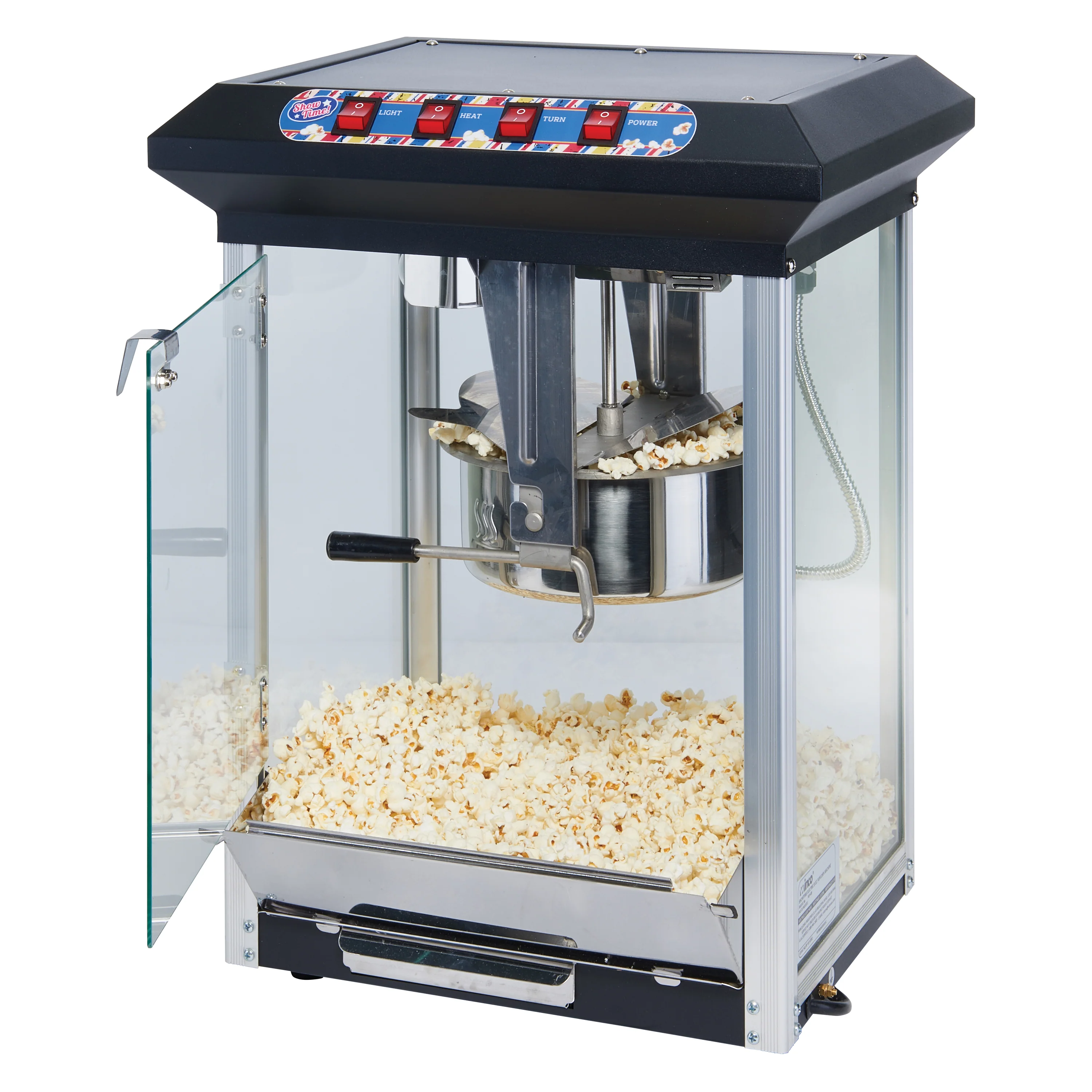 Winco POP-8B 17 Inch Countertop Electric Popcorn Popper Stainless Steel with Warming Light - Image 3
