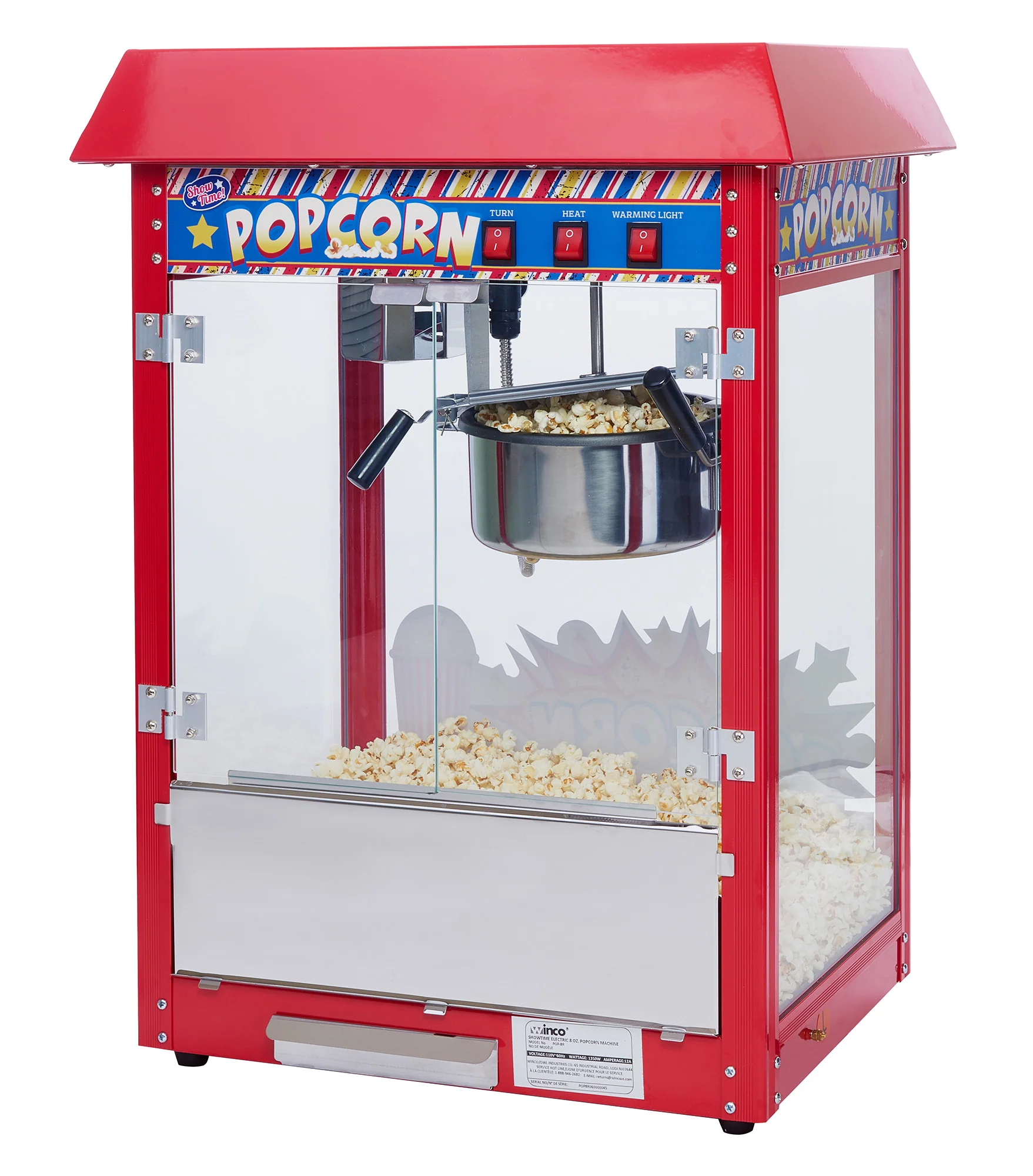 Winco POP-8R 22 Inch Electric Countertop Popcorn Machine with 8 Oz Kettle - Image 2
