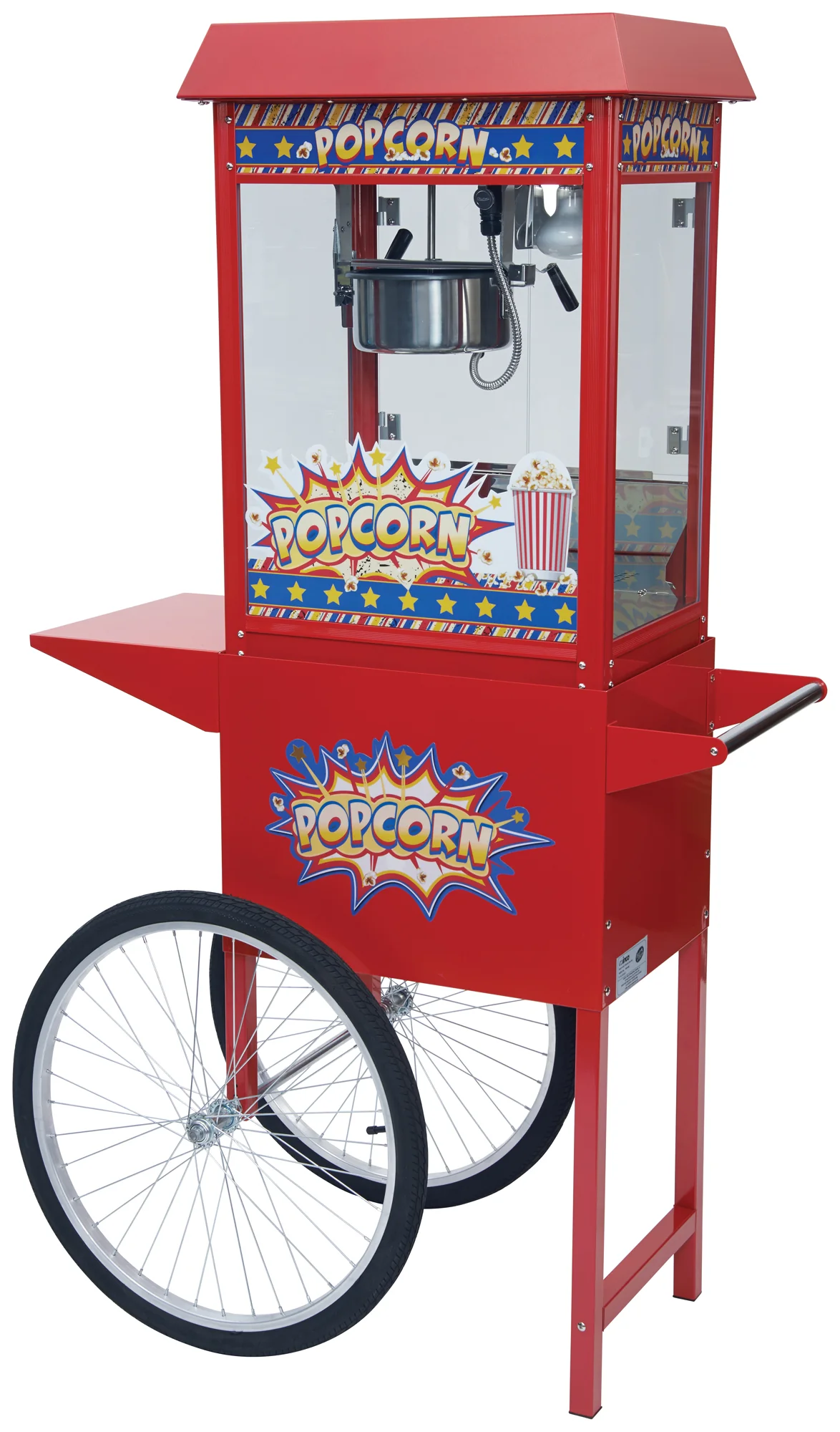 Winco POP-8RC 22 Inch Showtime Popcorn Cart Red Mobile Display - Image 4