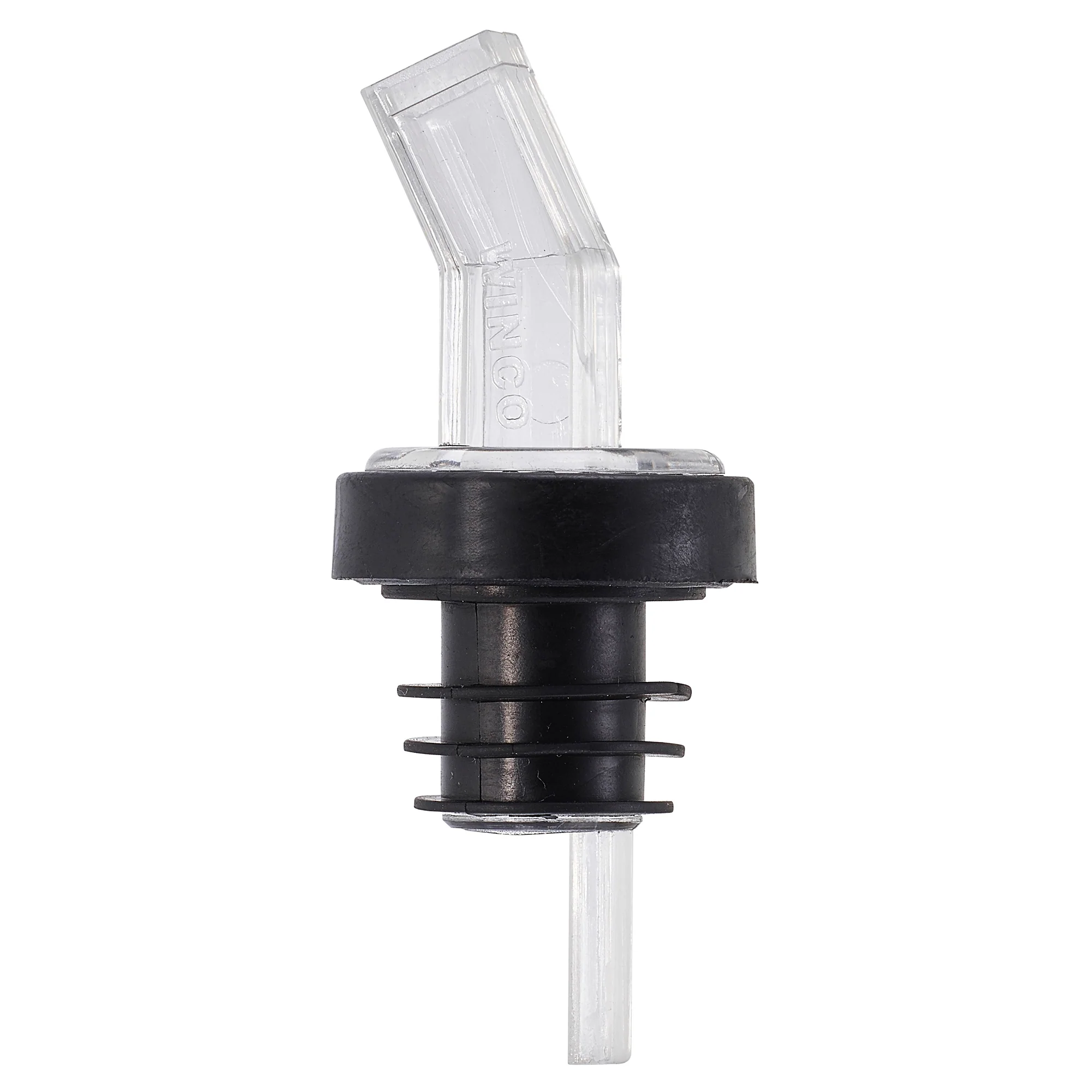 Winco PP-SCL Liquor Pourer with Screen and Bent Spout Plastic Clear