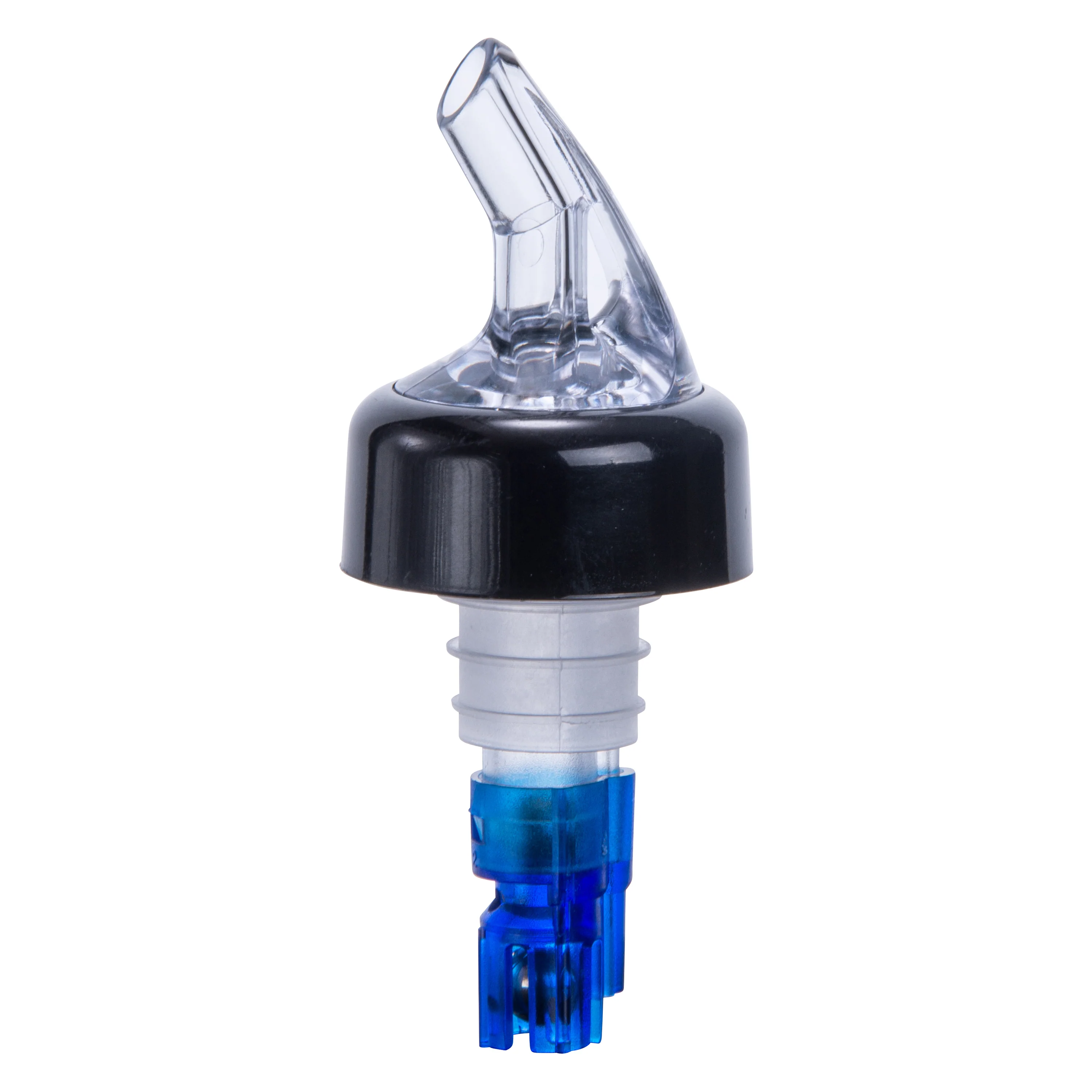 Winco PPA-087 7/8 oz Measuring Pourer Black Collar Plastic Clear Spout