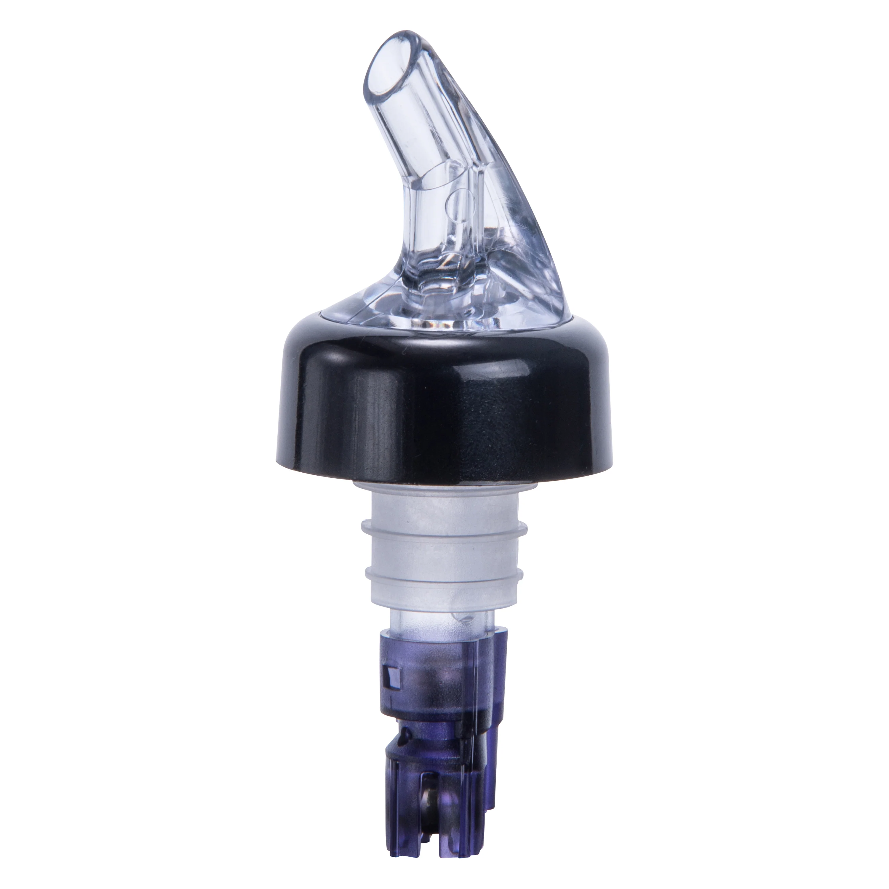 Winco PPA-113 1-1/8 Oz Liquor Pourer Clear Spout with Black Collar Plastic - Image 2