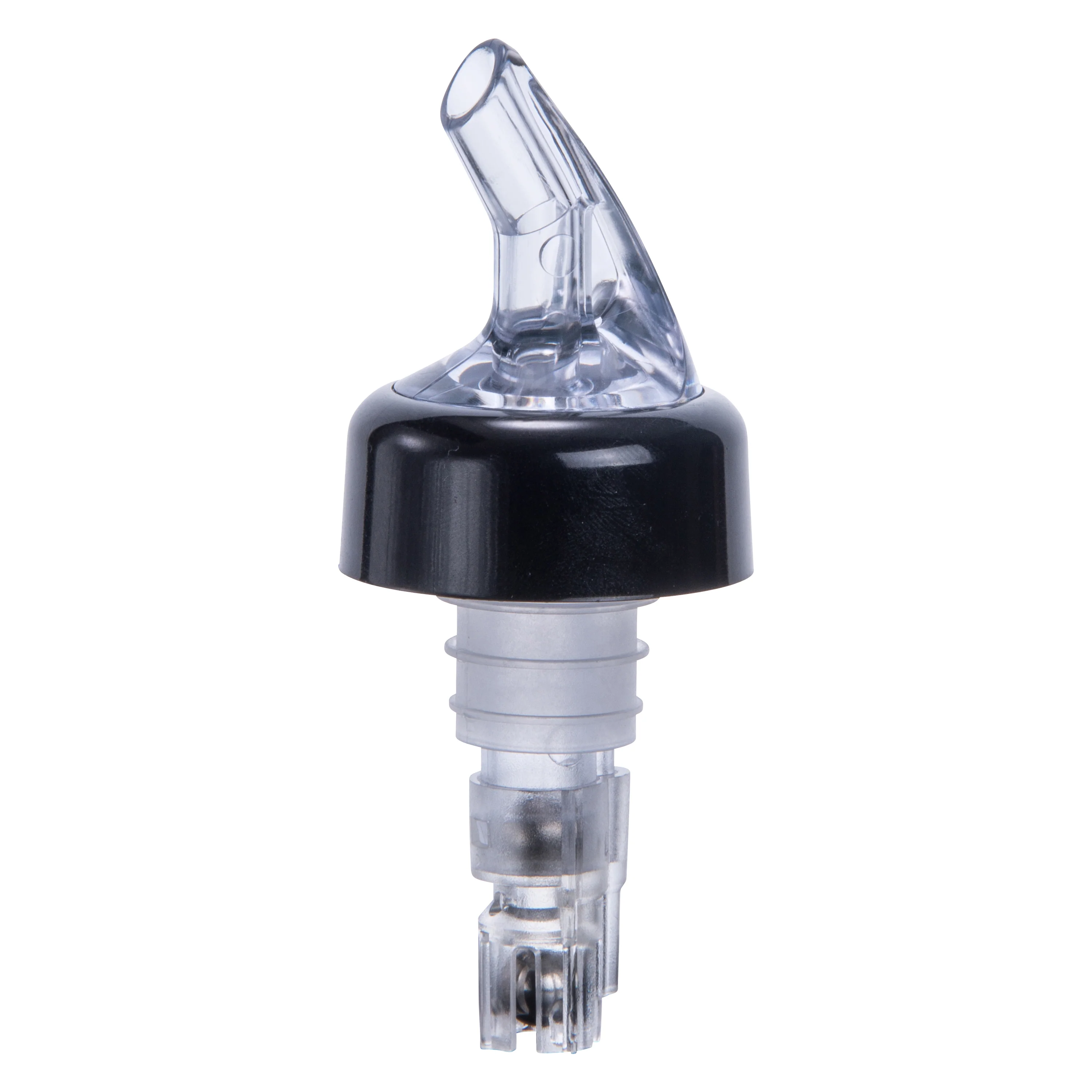 Winco PPA-125 1-1/4 Oz Liquor Pourer With Black Collar Plastic Clear Spout - Image 2