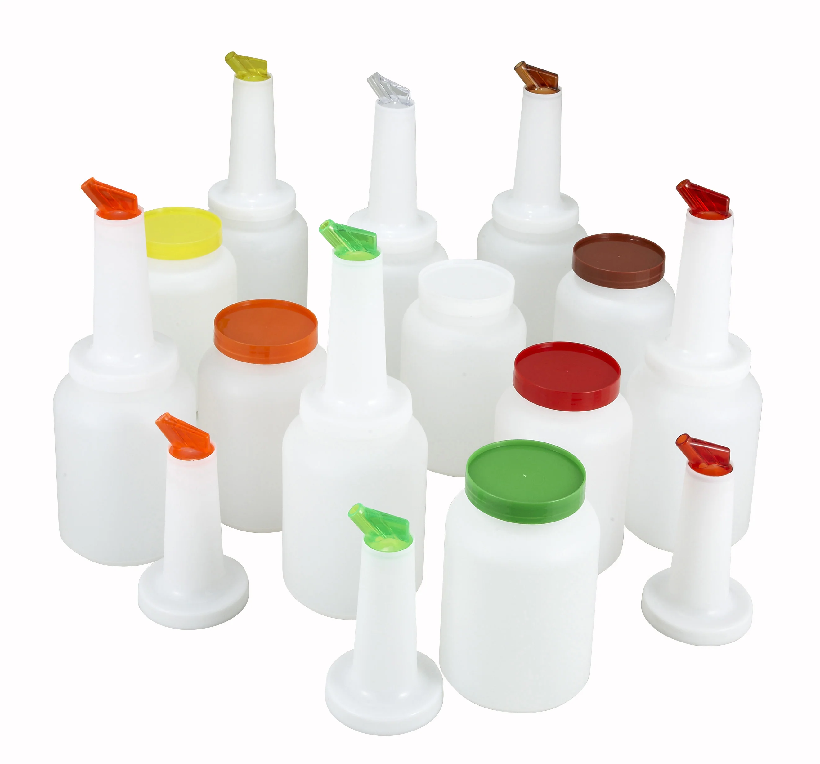 Winco PPB-2MX 2 Quart Liquor and Juice Multi Pour Complete Set Assorted Colors - Image 2