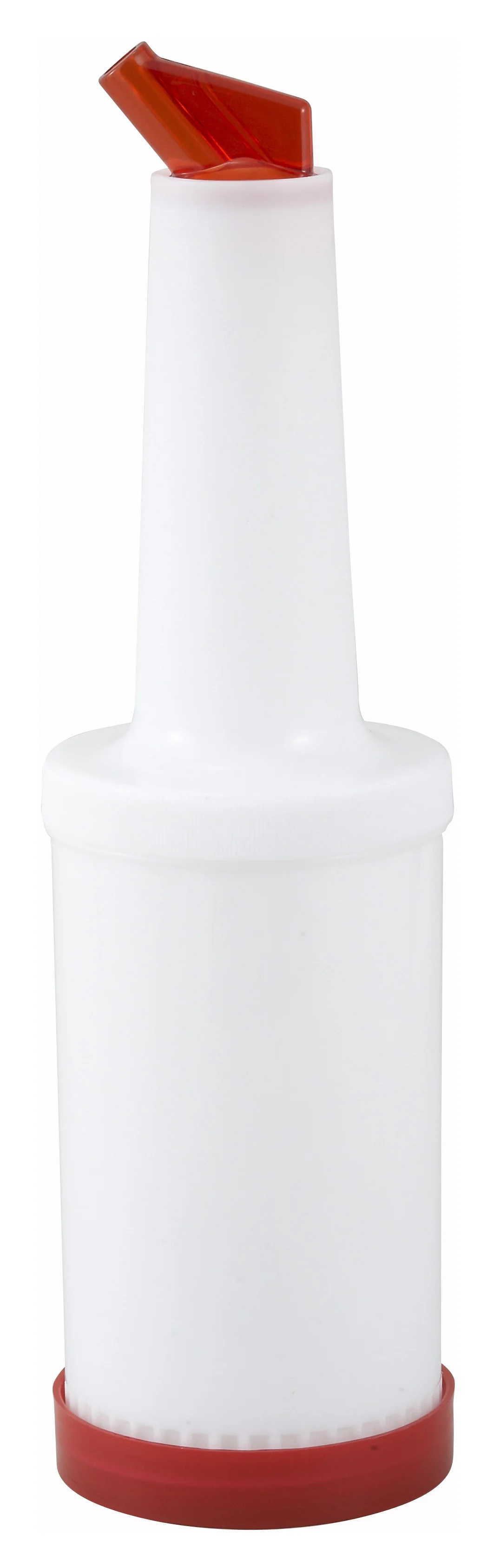Winco PPB-2R 2 Qt Liquor and Juice Multi Pour with Red Spout and Lid