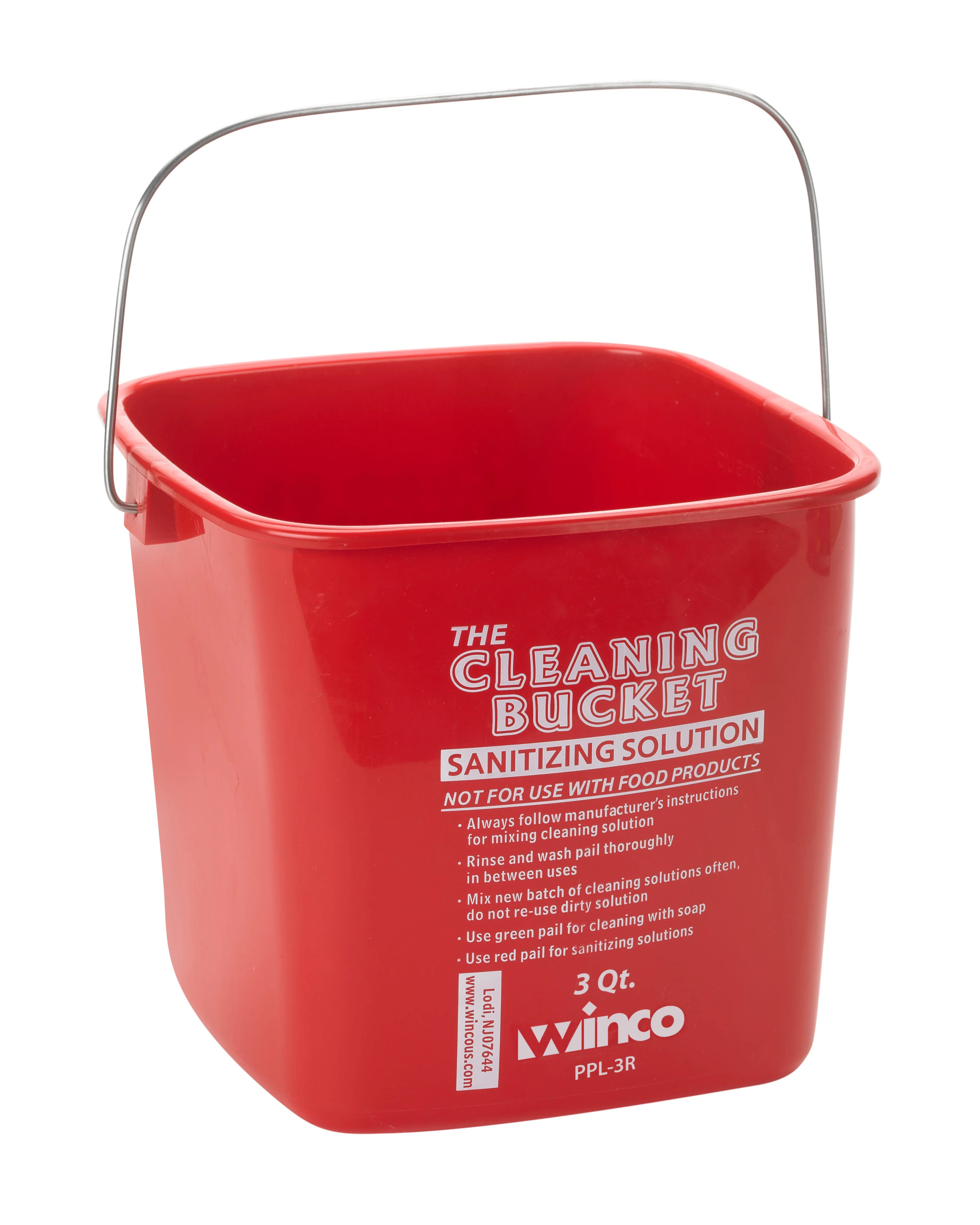 Winco PPL-3R 3 Quart Sanitizing Bucket Polypropylene Red - Image 3