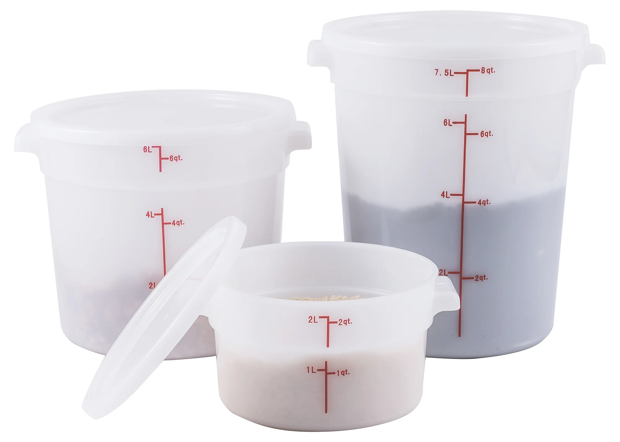 Winco PPRC-2W 2 Quart Round Storage Container with Built-In Handles Polypropylene White - Image 2