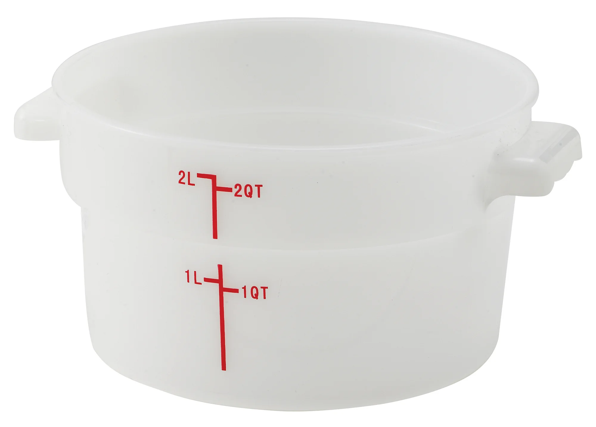 Winco PPRC-2W 2 Quart Round Storage Container with Built-In Handles Polypropylene White - Image 3