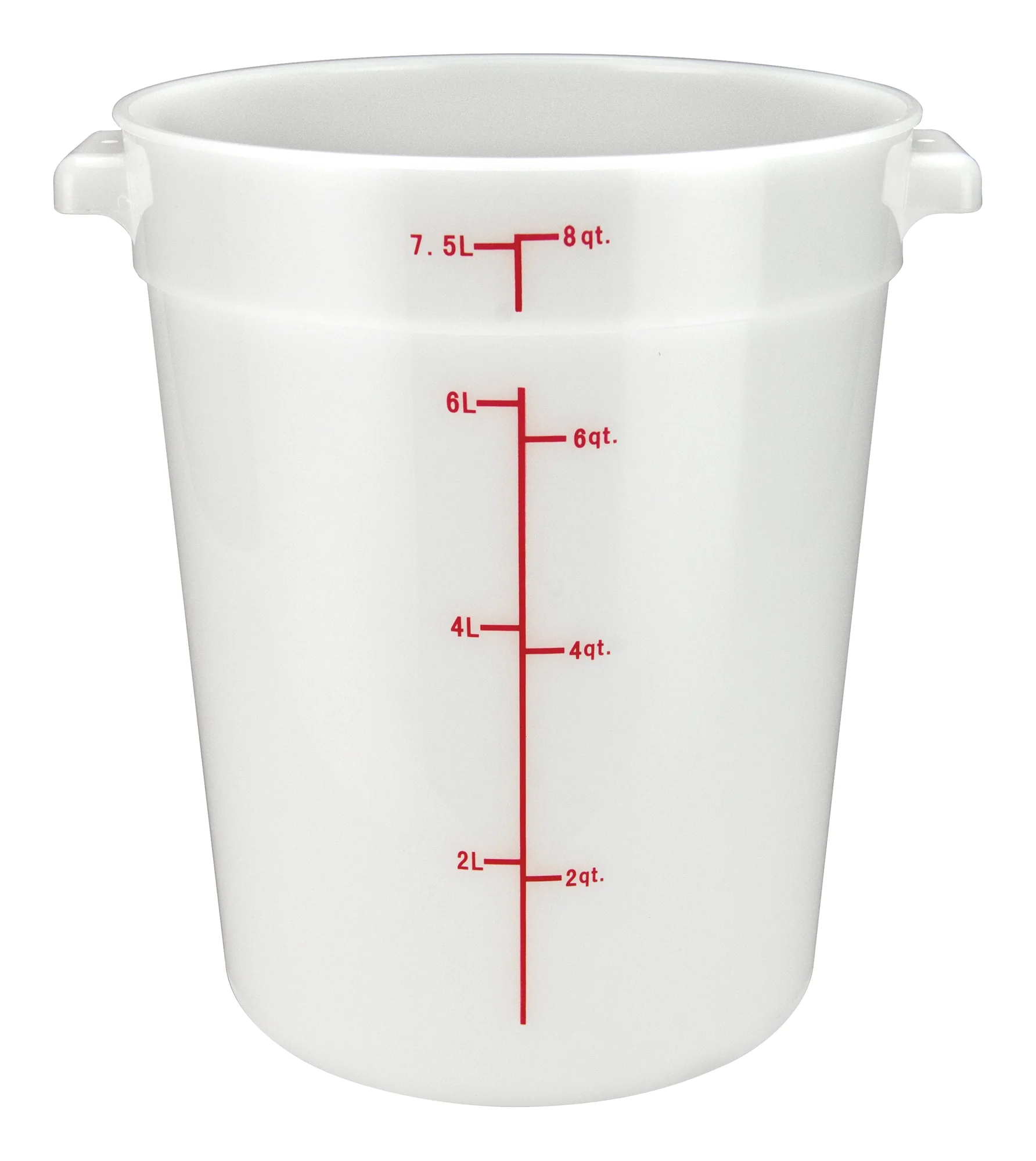 Winco PPRC-8W 8 Quart Round Storage Container with Built-in Handles Polypropylene White - Image 2