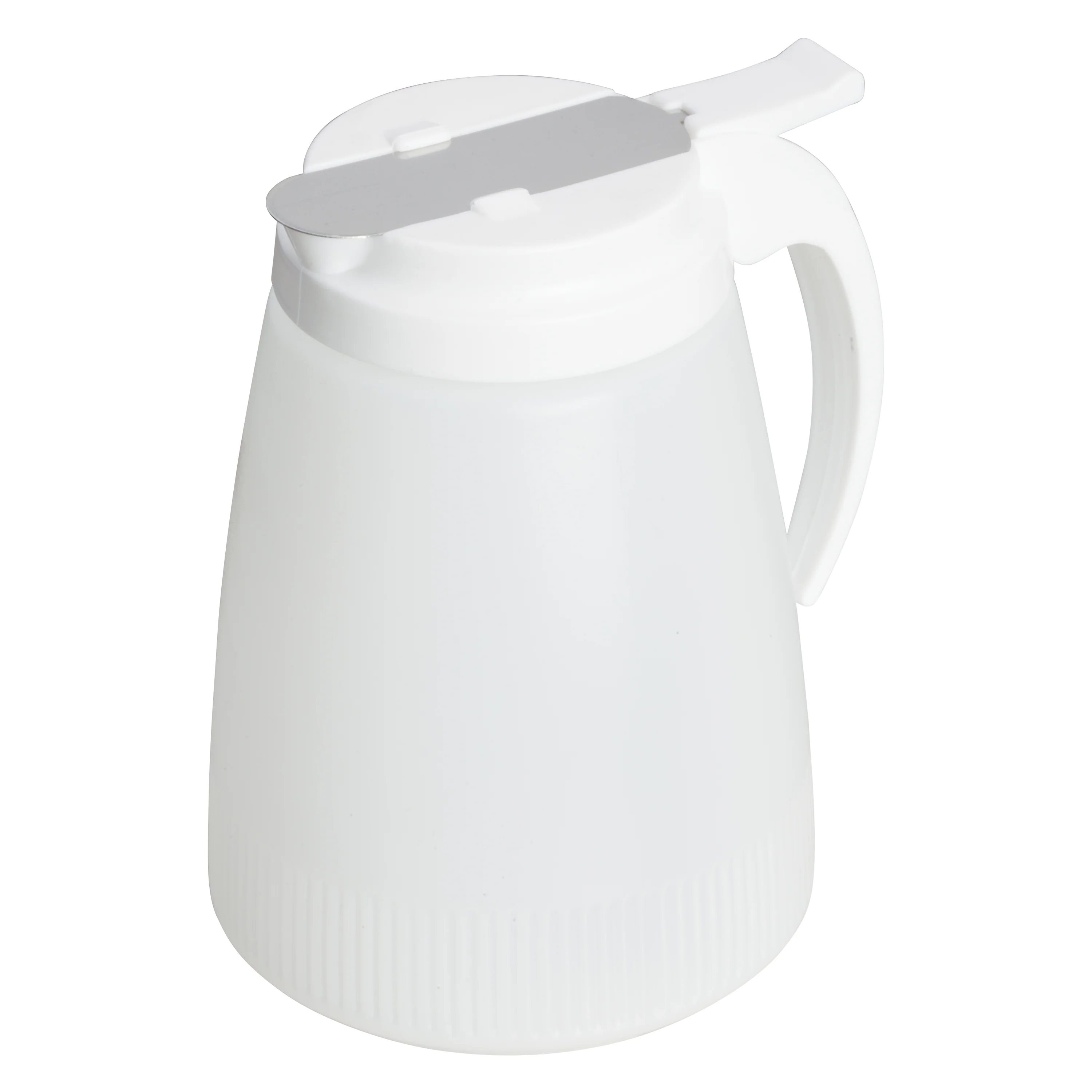 Winco PSUD-32 32 Oz Syrup Dispenser with Plastic Lid and Stainless Steel Slide Cover