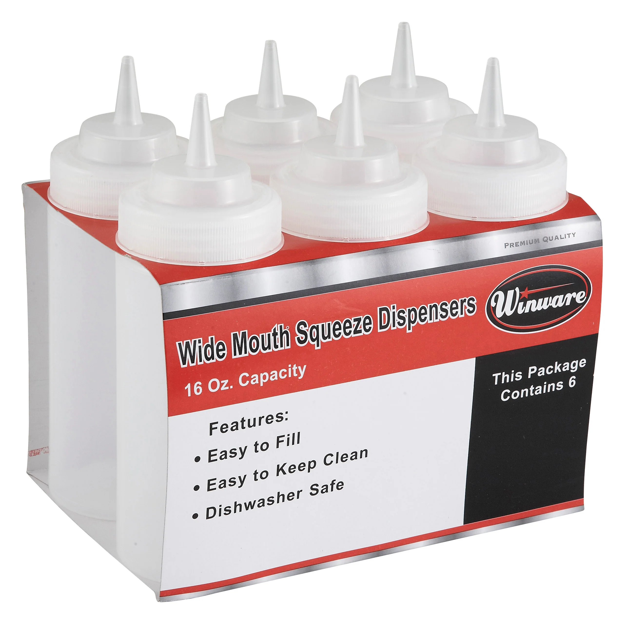 Winco PSW-24 24 Oz Squeeze Bottle BPA Free Clear Plastic with Cap - Image 3