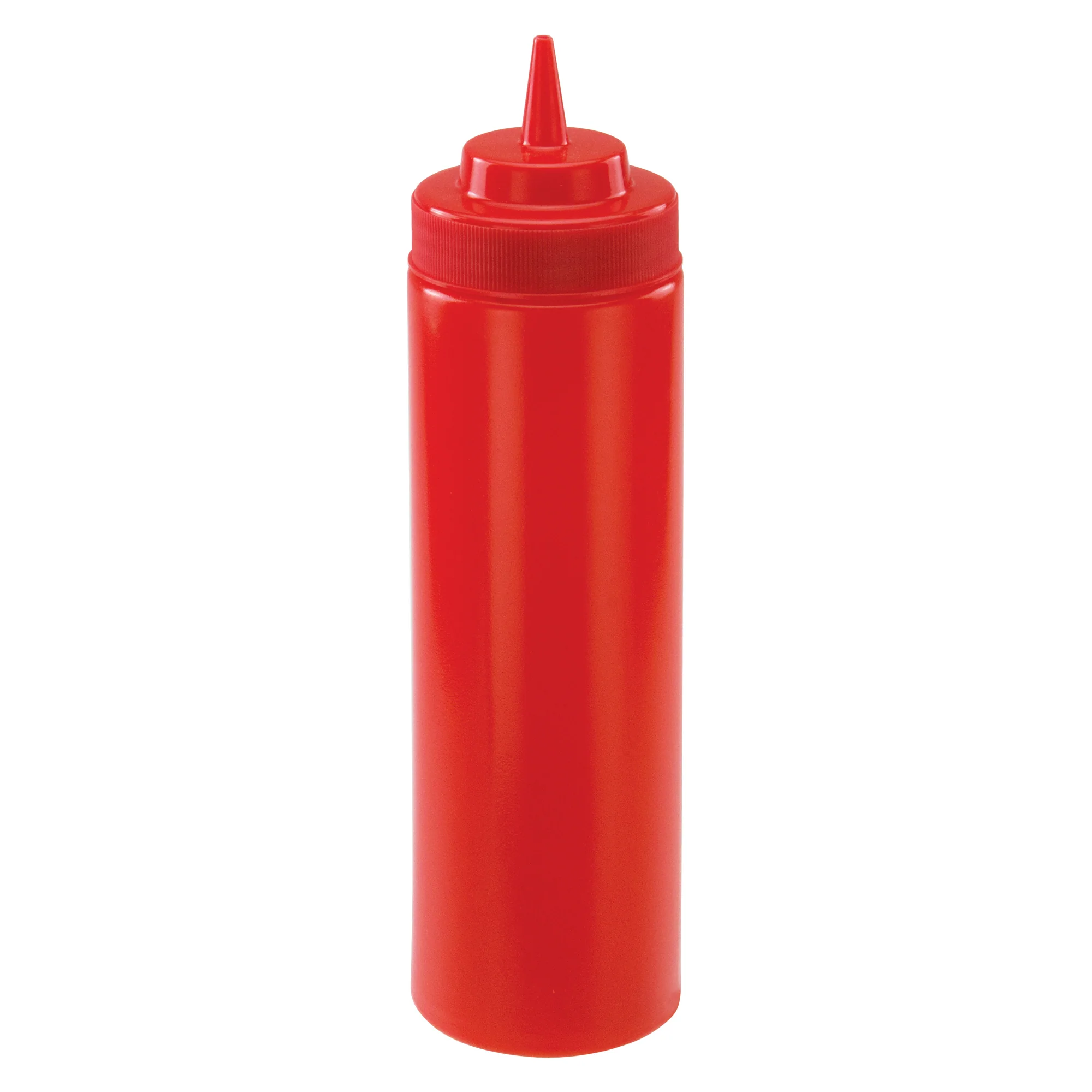 Winco PSW-24R 24 Oz Squeeze Bottle BPA Free Plastic Red with Wide Mouth 6 Packs - Image 2