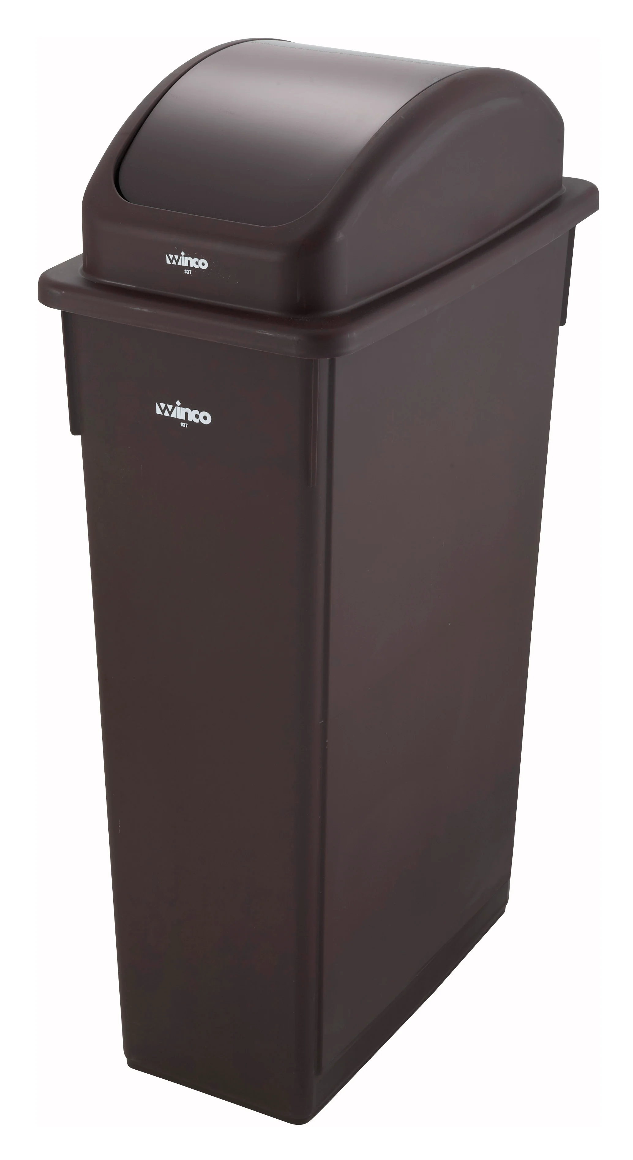 Winco PTC-23B 23 Gallon Trash Can Brown HDPE Rectangular Waste Receptacle - Image 2
