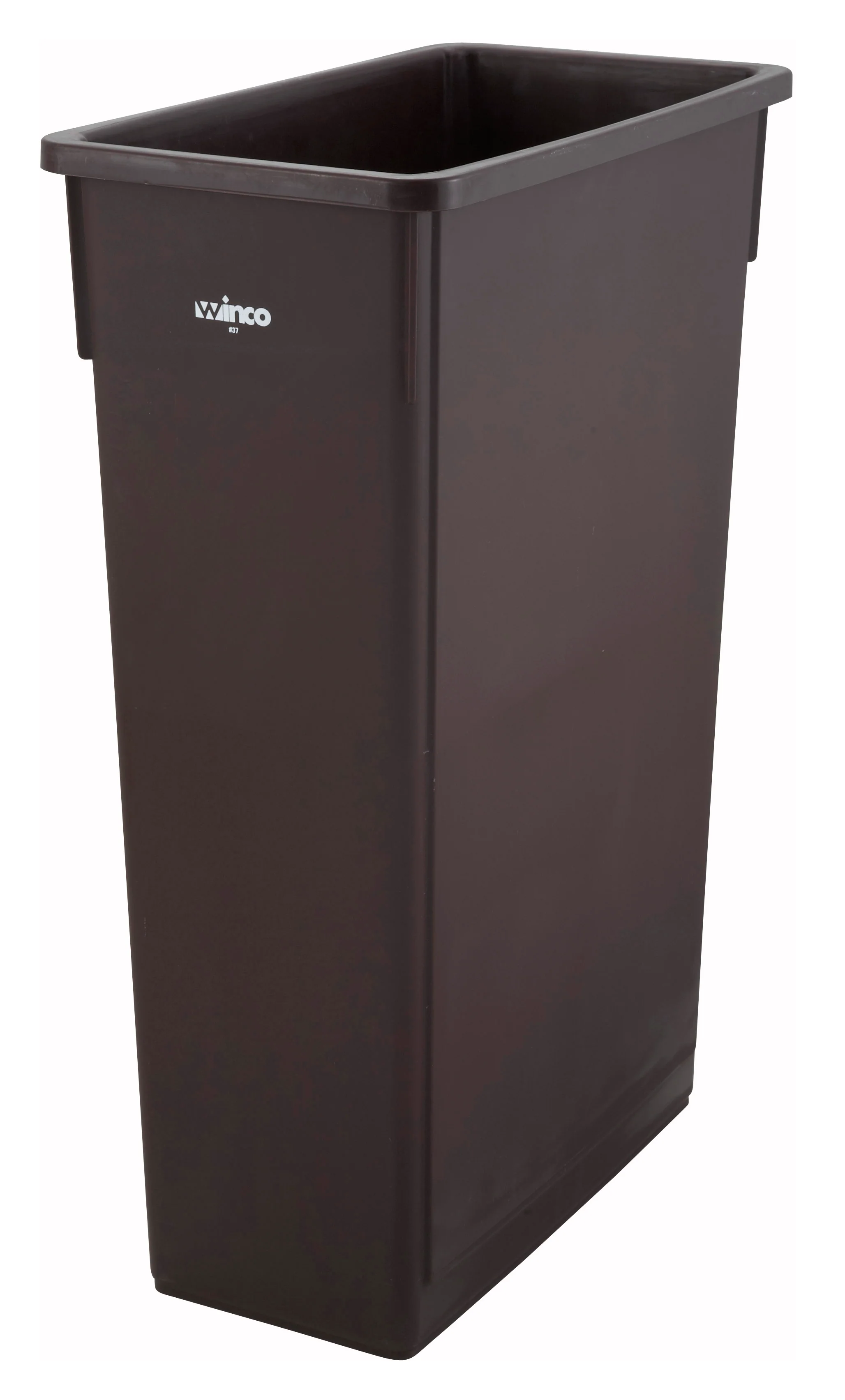 Winco PTC-23B 23 Gallon Trash Can Brown HDPE Rectangular Waste Receptacle - Image 3