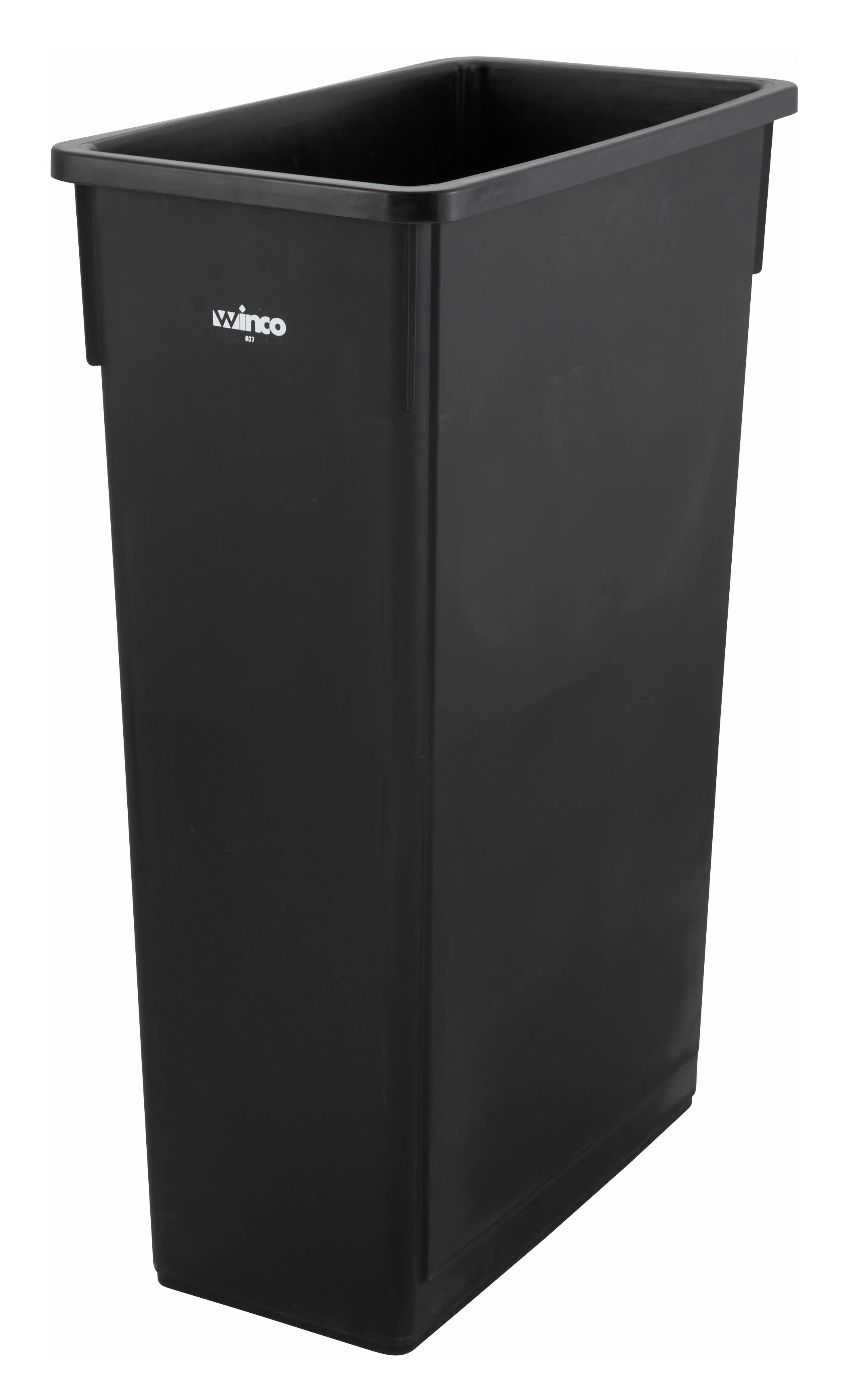 Winco PTC-23K 20 Inch Slender Trash Can 23 Gallon HDPE Black - Image 2