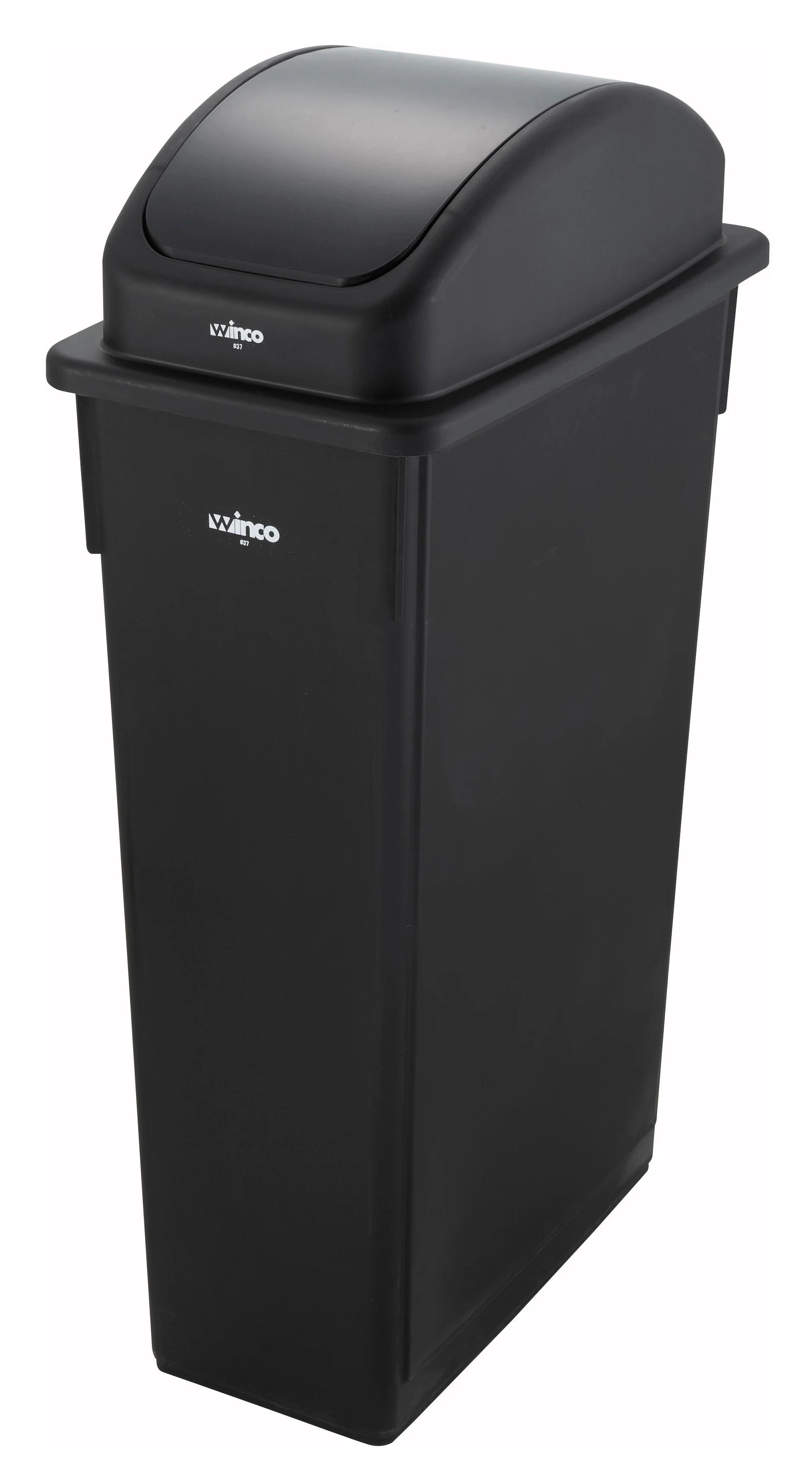 Winco PTC-23K 20 Inch Slender Trash Can 23 Gallon HDPE Black - Image 3