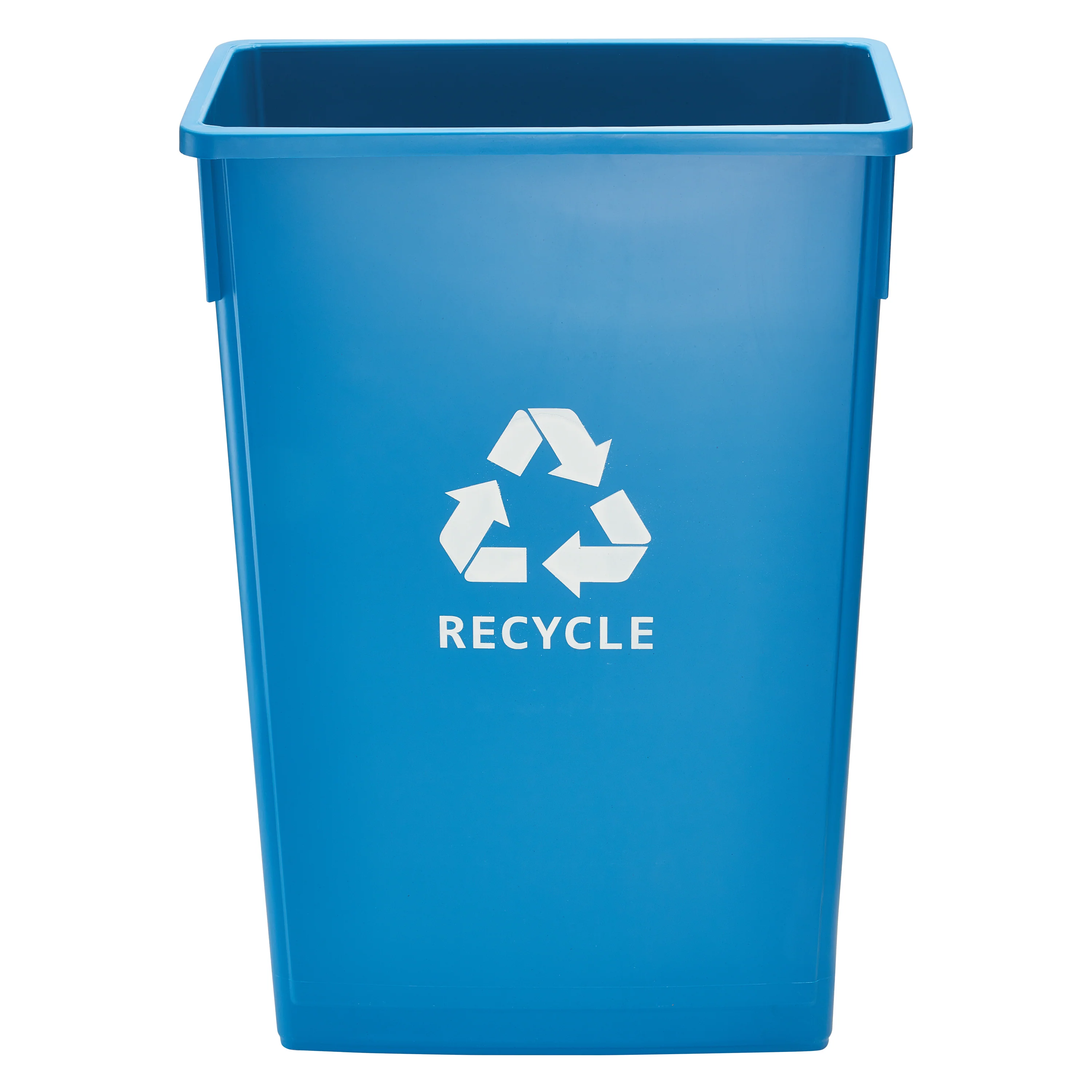 Winco PTC-23L 23 Gal Slender Recycling Receptacle with Recycle Sign Blue HDPE - Image 3