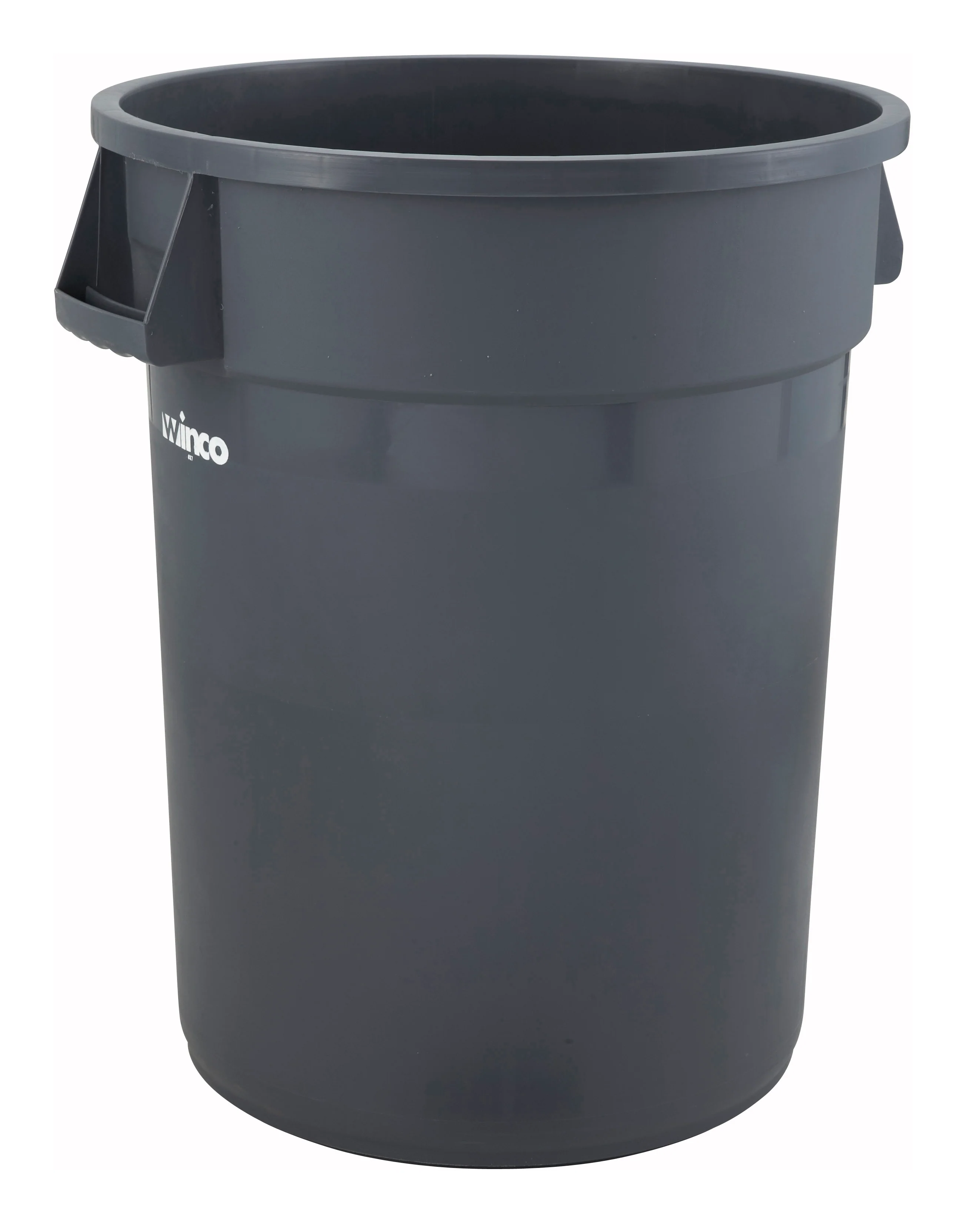Winco PTC-44G 44 Gallon Heavy Duty Trash Can Round HDPE Gray with Large Design - Image 2