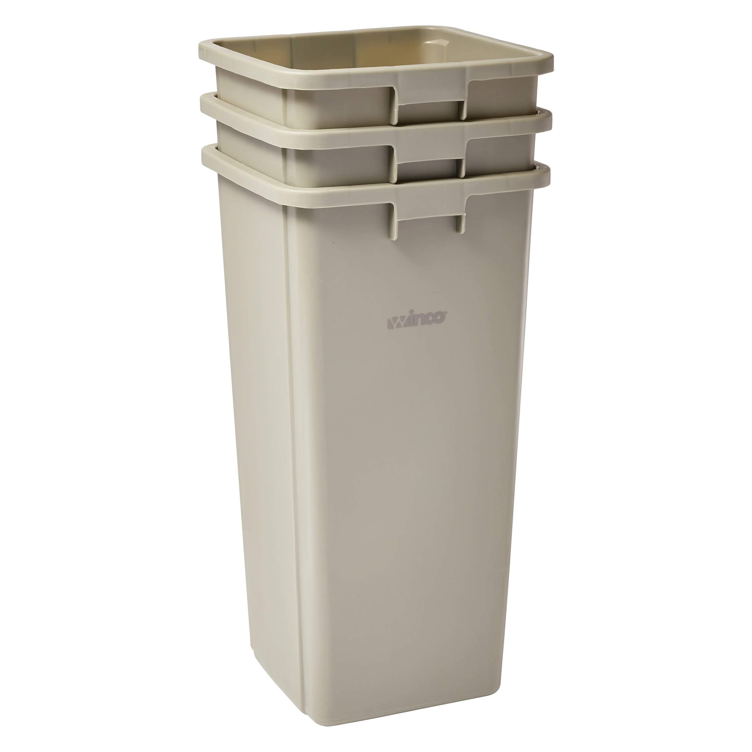 Winco PTCS-23BE 15-5/8 Inch Trash Can 23 Gallon Beige Plastic - Image 2