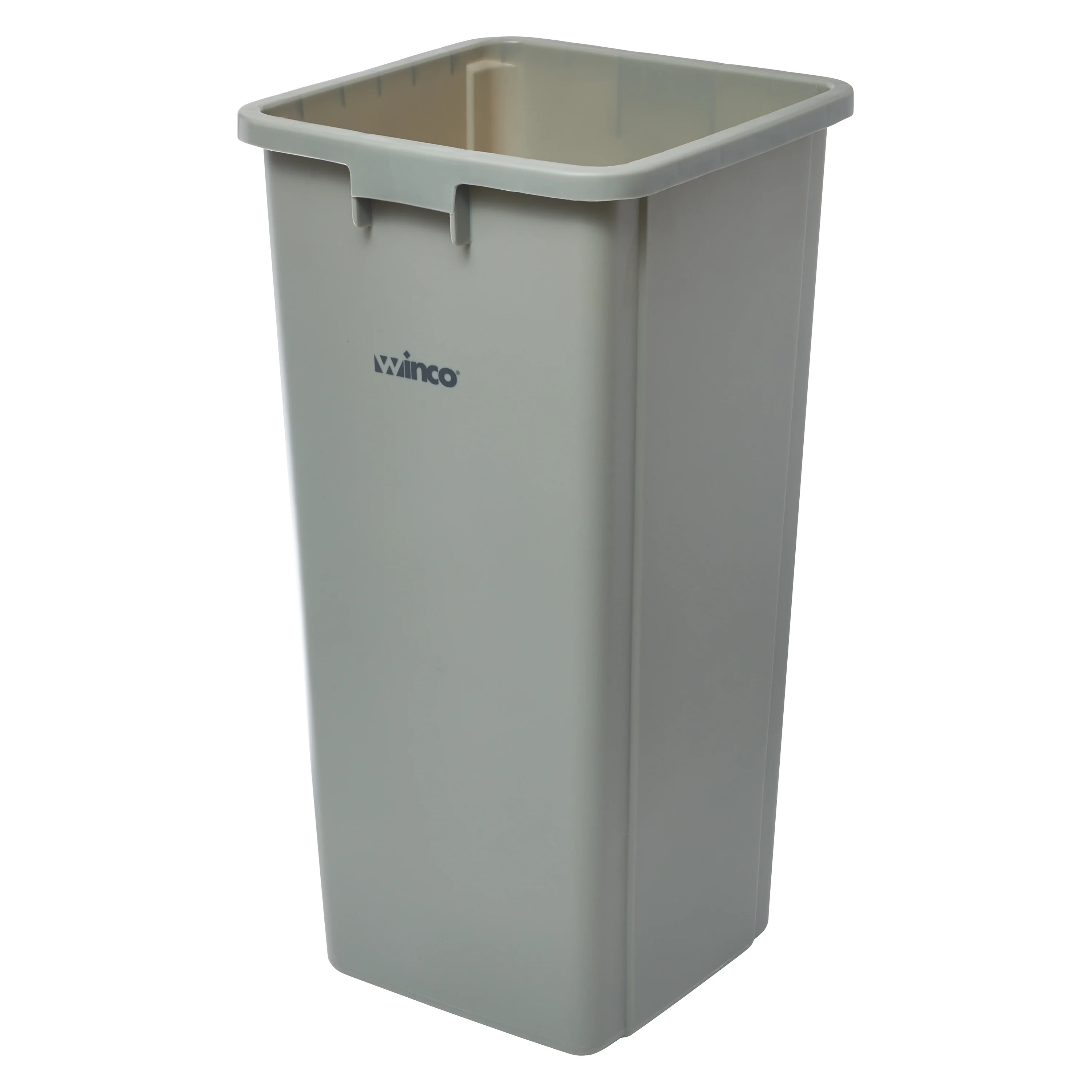 Winco PTCS-23G Square Trash Can 23 Gallon Gray LDPE Indoor Waste Receptacle