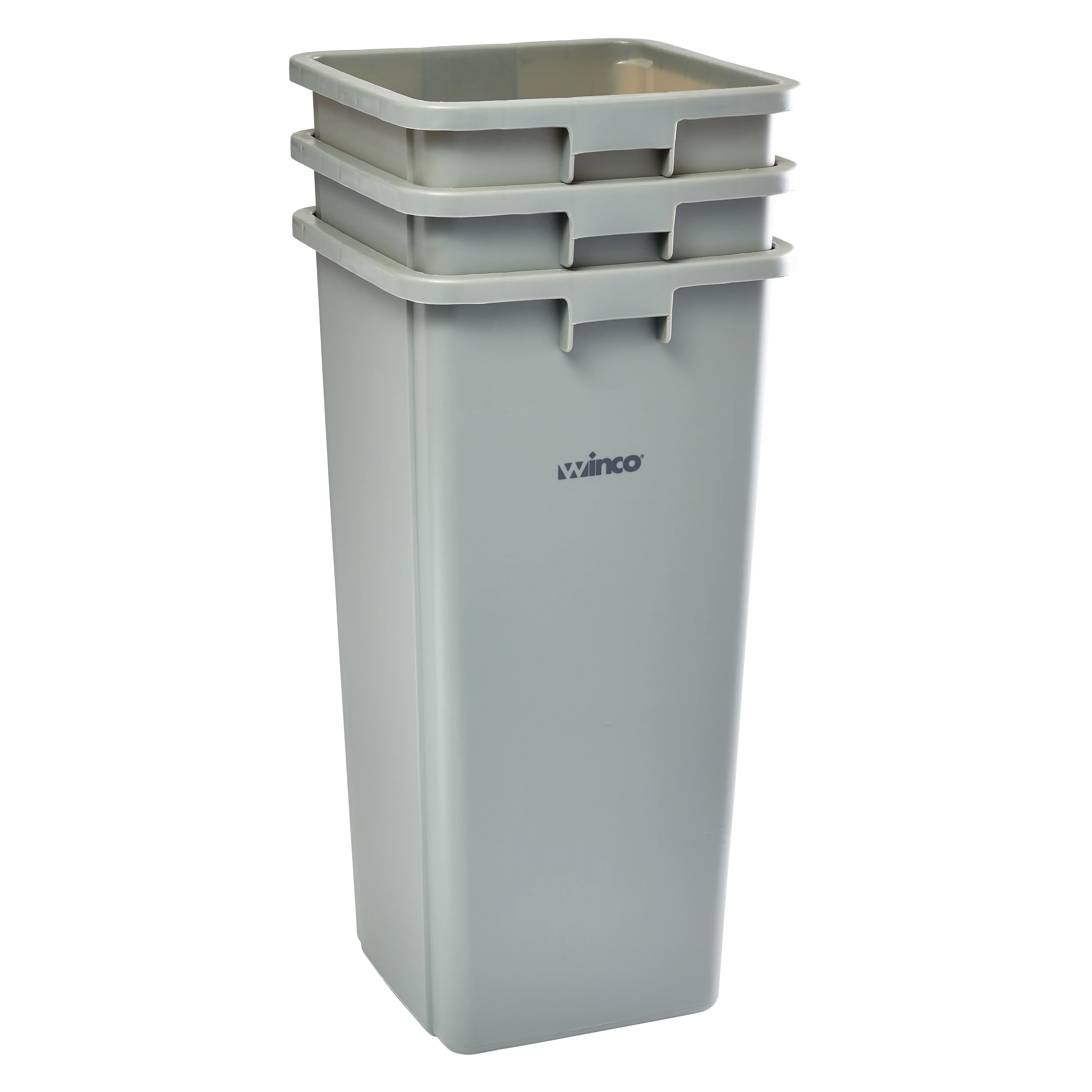 Winco PTCS-23G Square Trash Can 23 Gallon Gray LDPE Indoor Waste Receptacle - Image 2