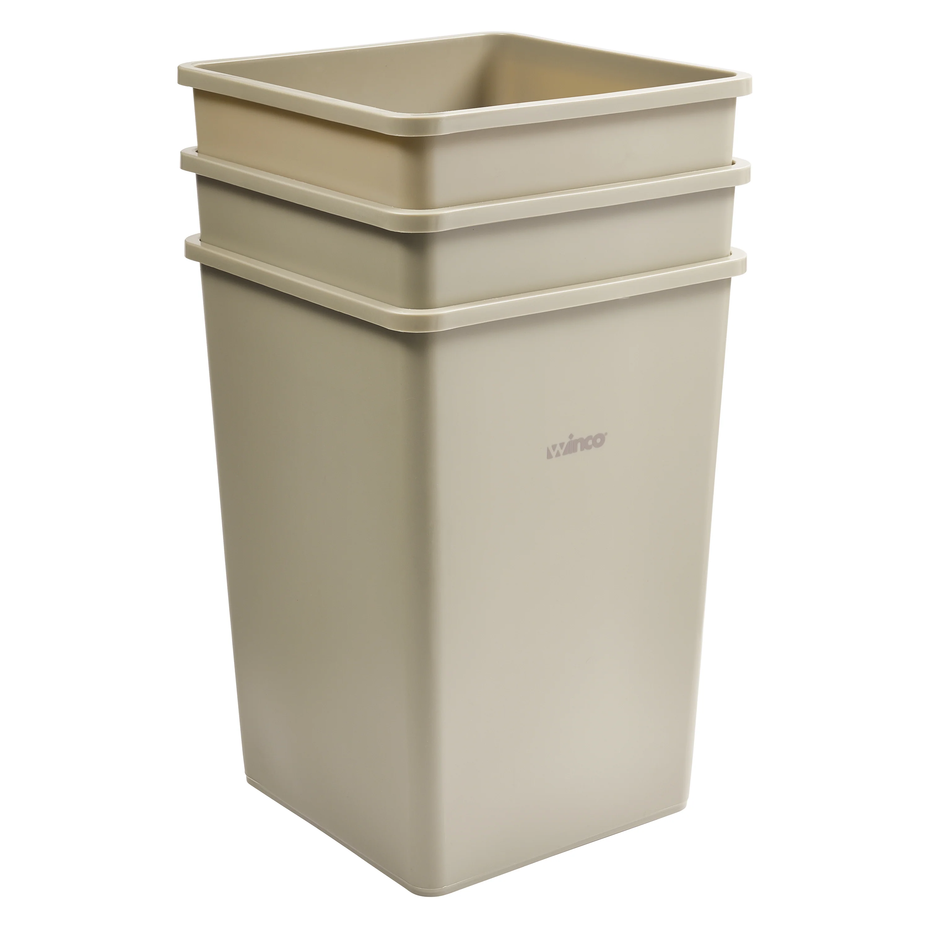 Winco 35 Gallon Square Trash Can - Beige Heavy-Duty LDPE - Image 2