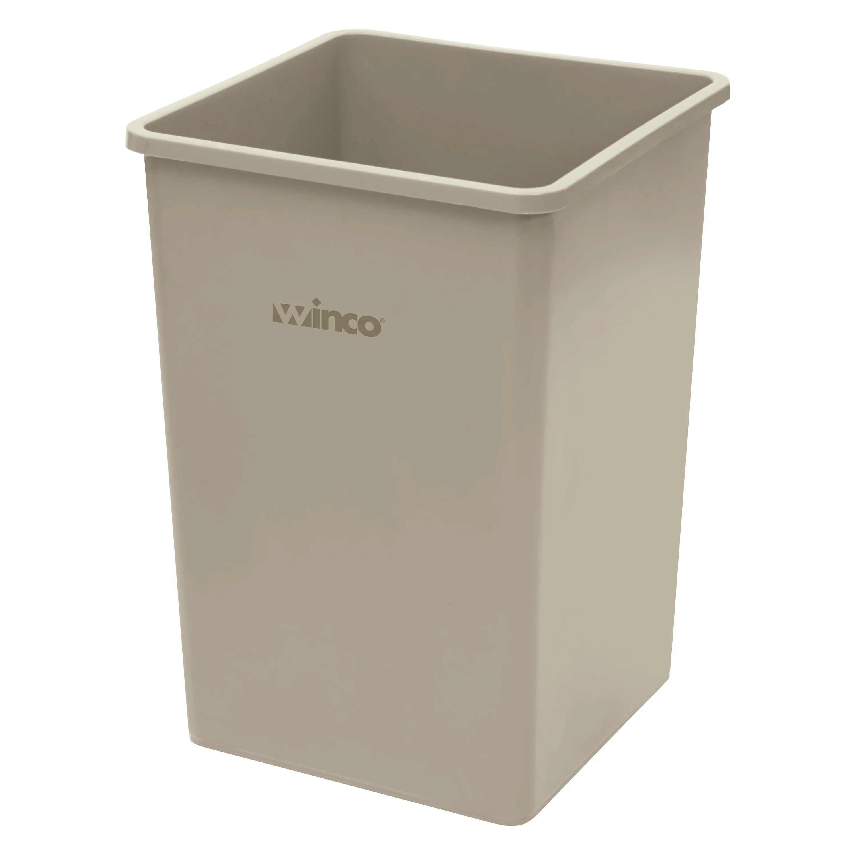 Winco 35 Gallon Square Trash Can - Beige Heavy-Duty LDPE - Image 3