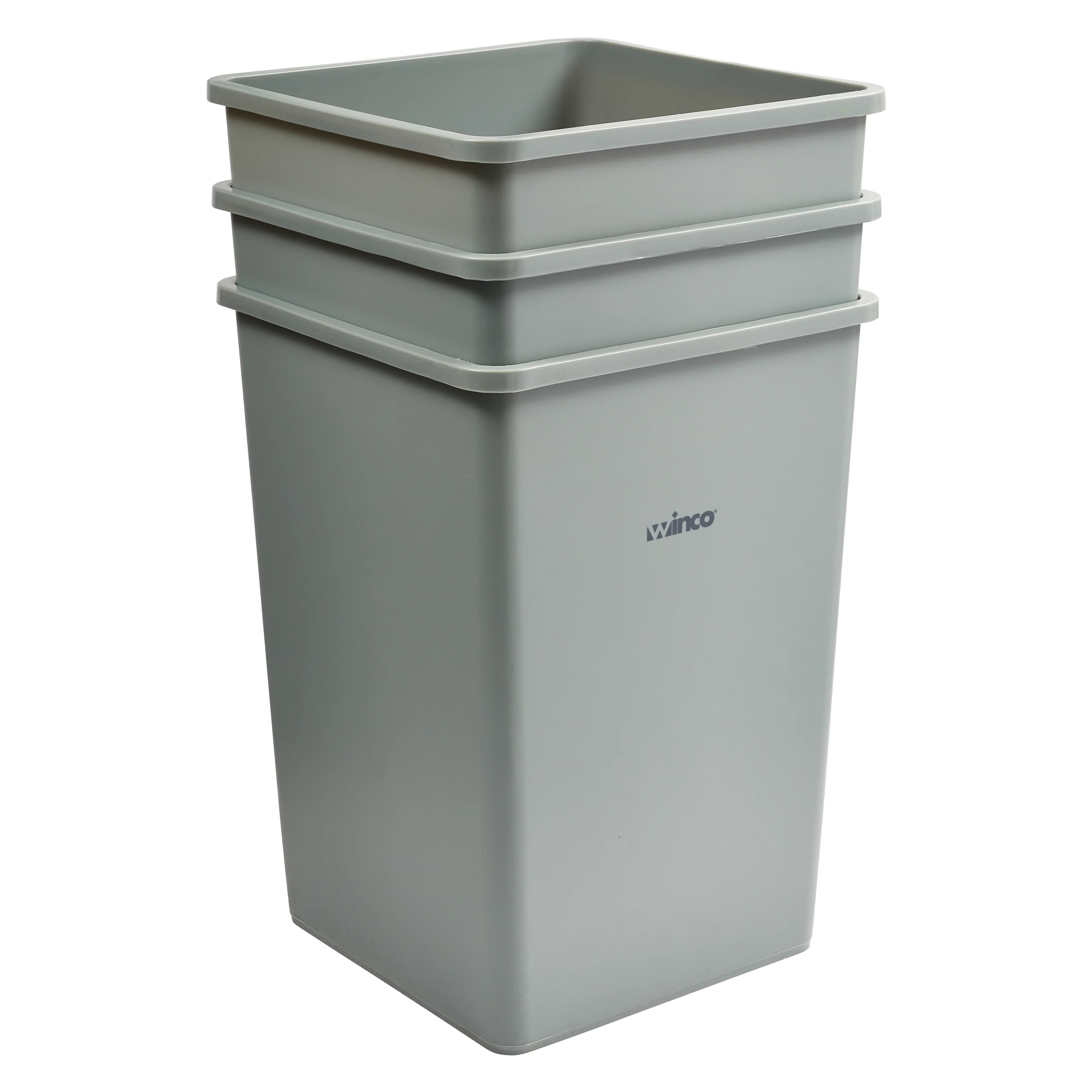 Winco 35 Gallon Square Heavy-Duty Trash Can - Gray LDPE - Image 3