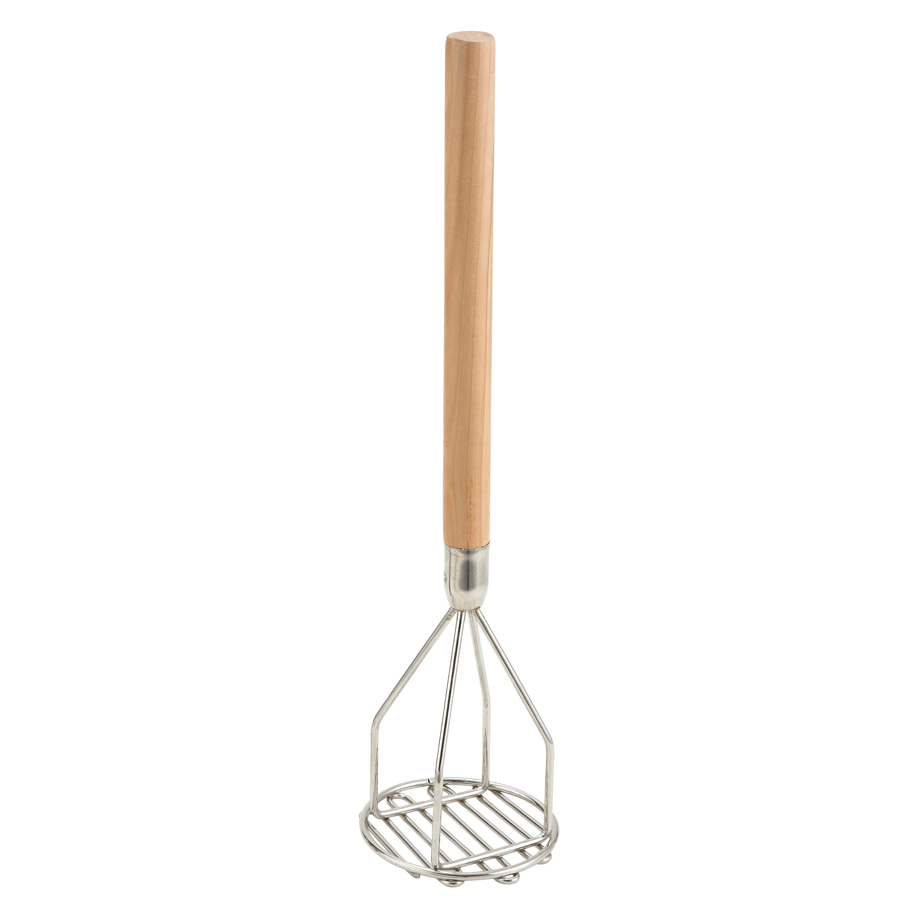 Winco PTM-18R 4 Inch Diameter Potato Masher Nickel Plated Wooden Handle - Image 3