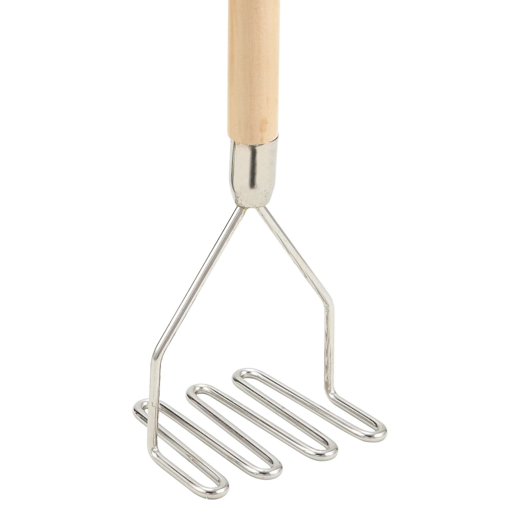 Winco PTM-18S 4-1/2 Inch Square Potato Masher Nickel Plated Wood Handle - Image 2