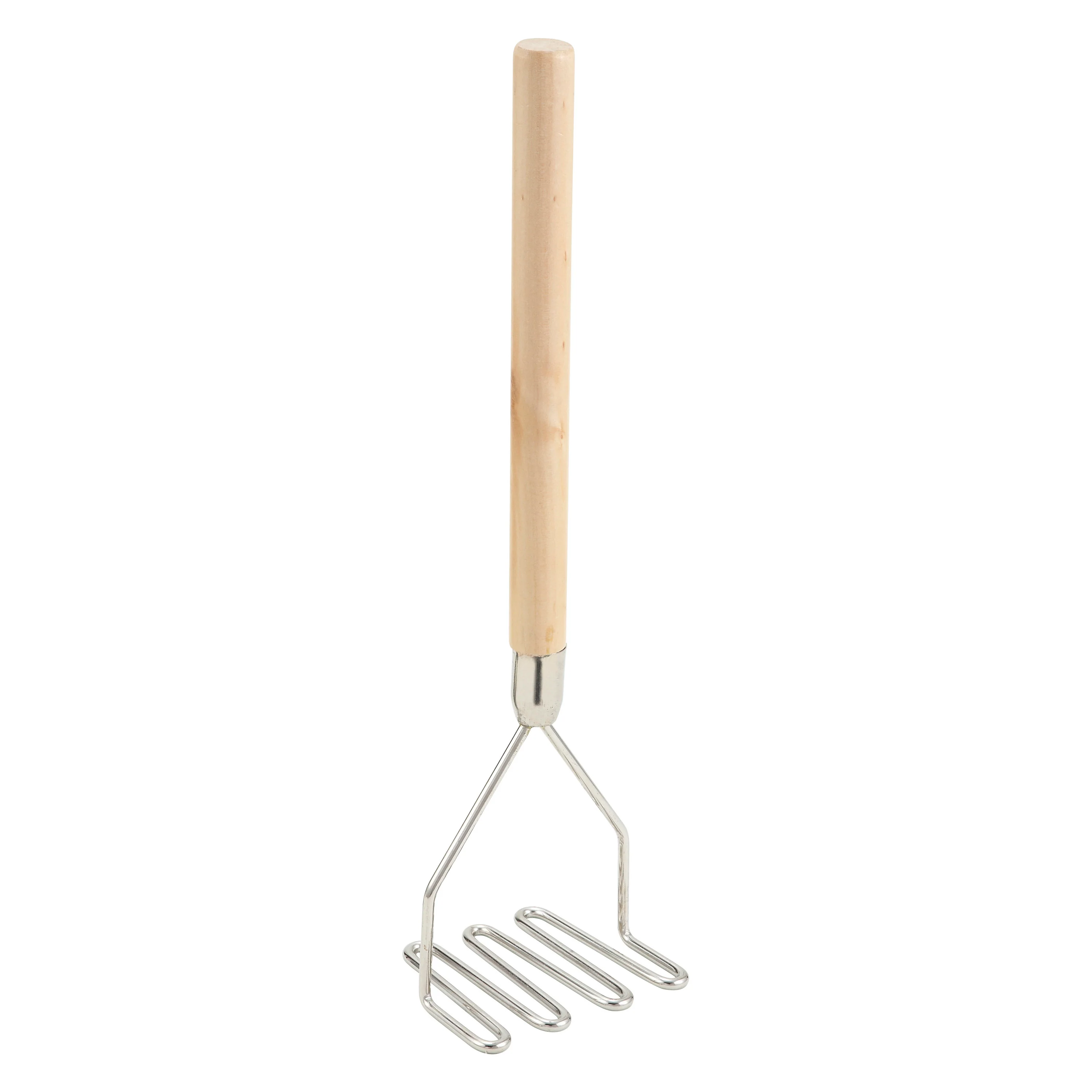 Winco PTM-18S 4-1/2 Inch Square Potato Masher Nickel Plated Wood Handle - Image 3