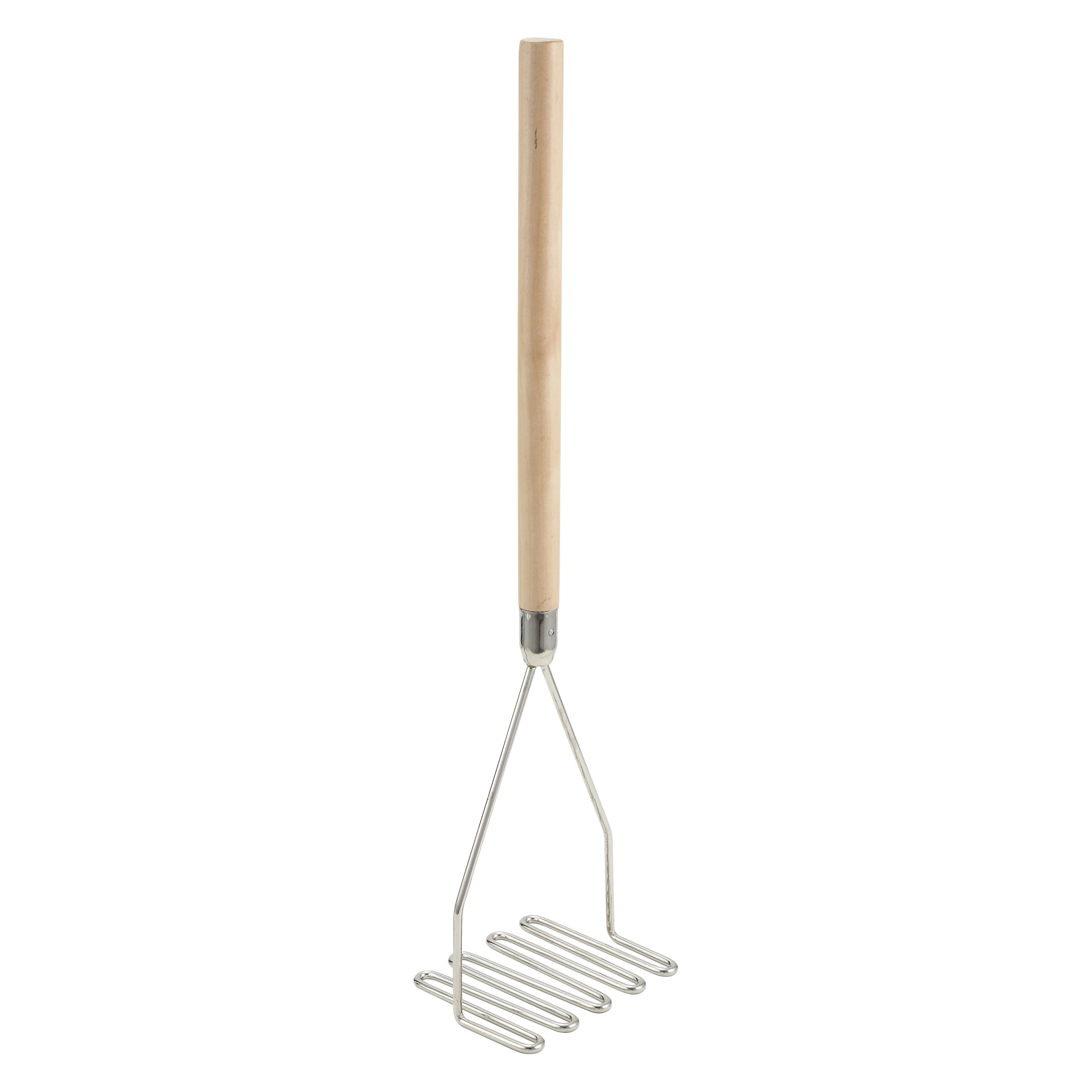 Winco 24" Square Manual Potato Masher - Nickel Plated with Wood Handle - Image 2