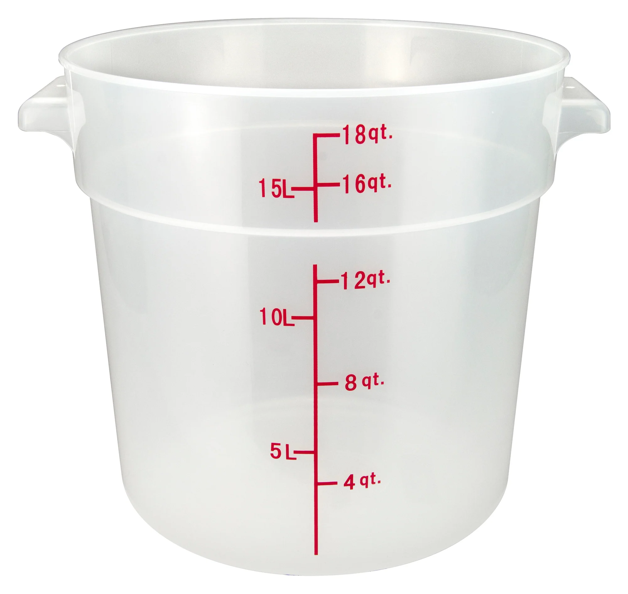 Winco PTRC-18 18 Quart Storage Container Round with Built-In Handles Polypropylene - Image 2