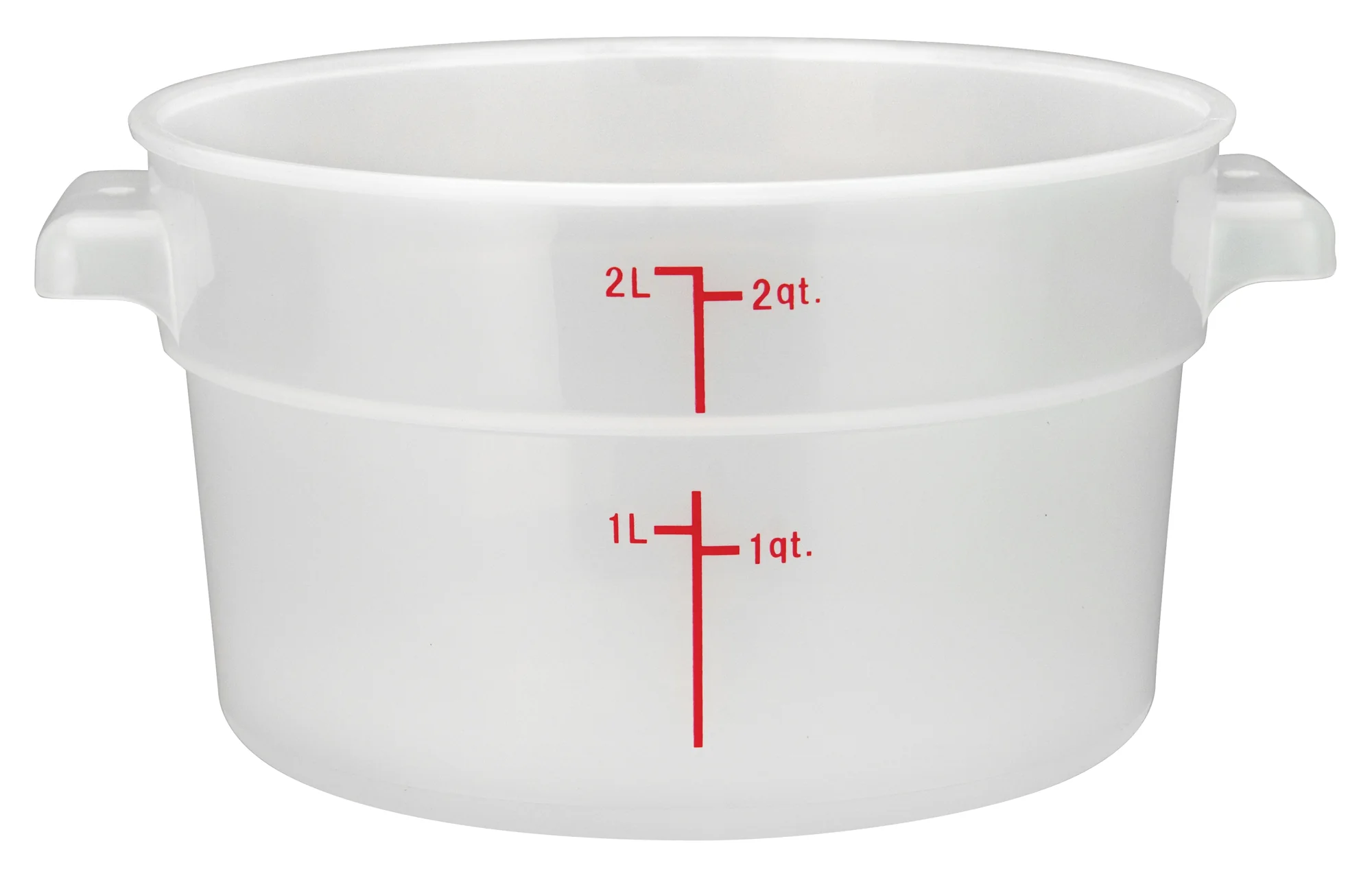 Winco PTRC-2 2 Quart Round Storage Container with Built-in Handles Polypropylene - Image 2
